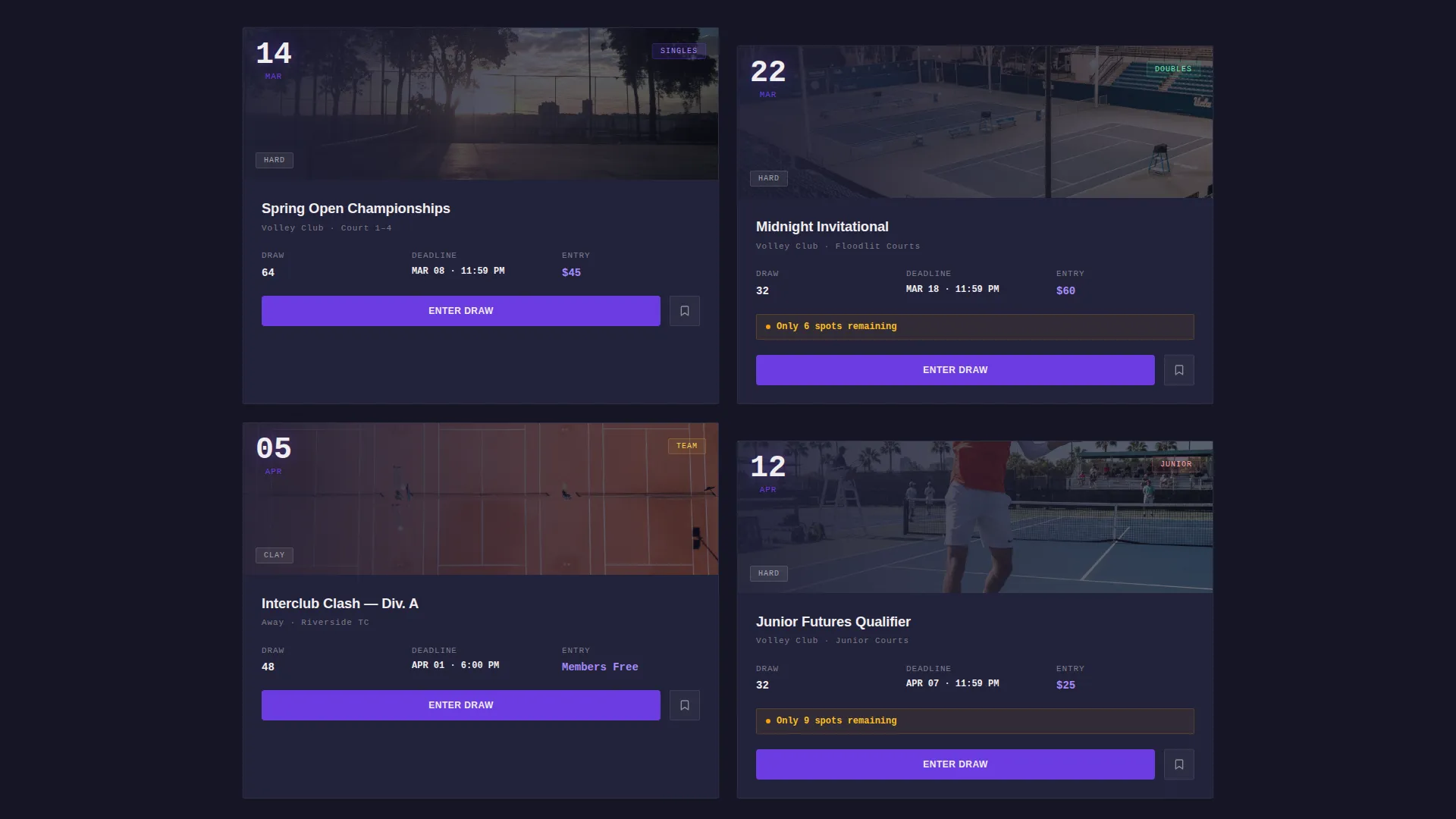 Electric Tennis Club Landing Page Template