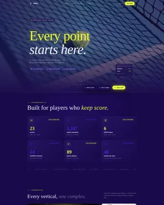 Tennis Club Landing Page Template | Card Grid