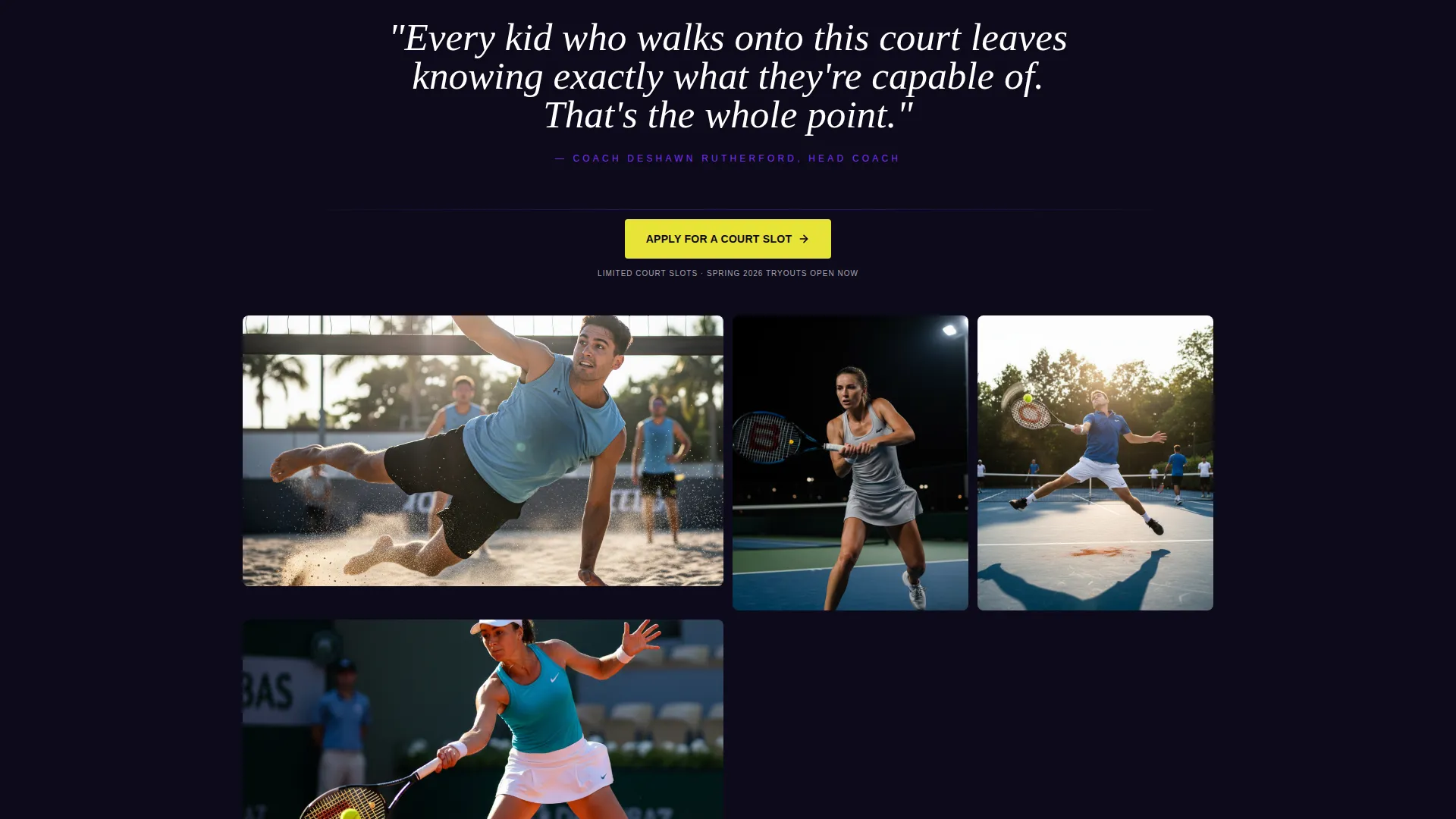 High School Tennis Program Landing Page Template