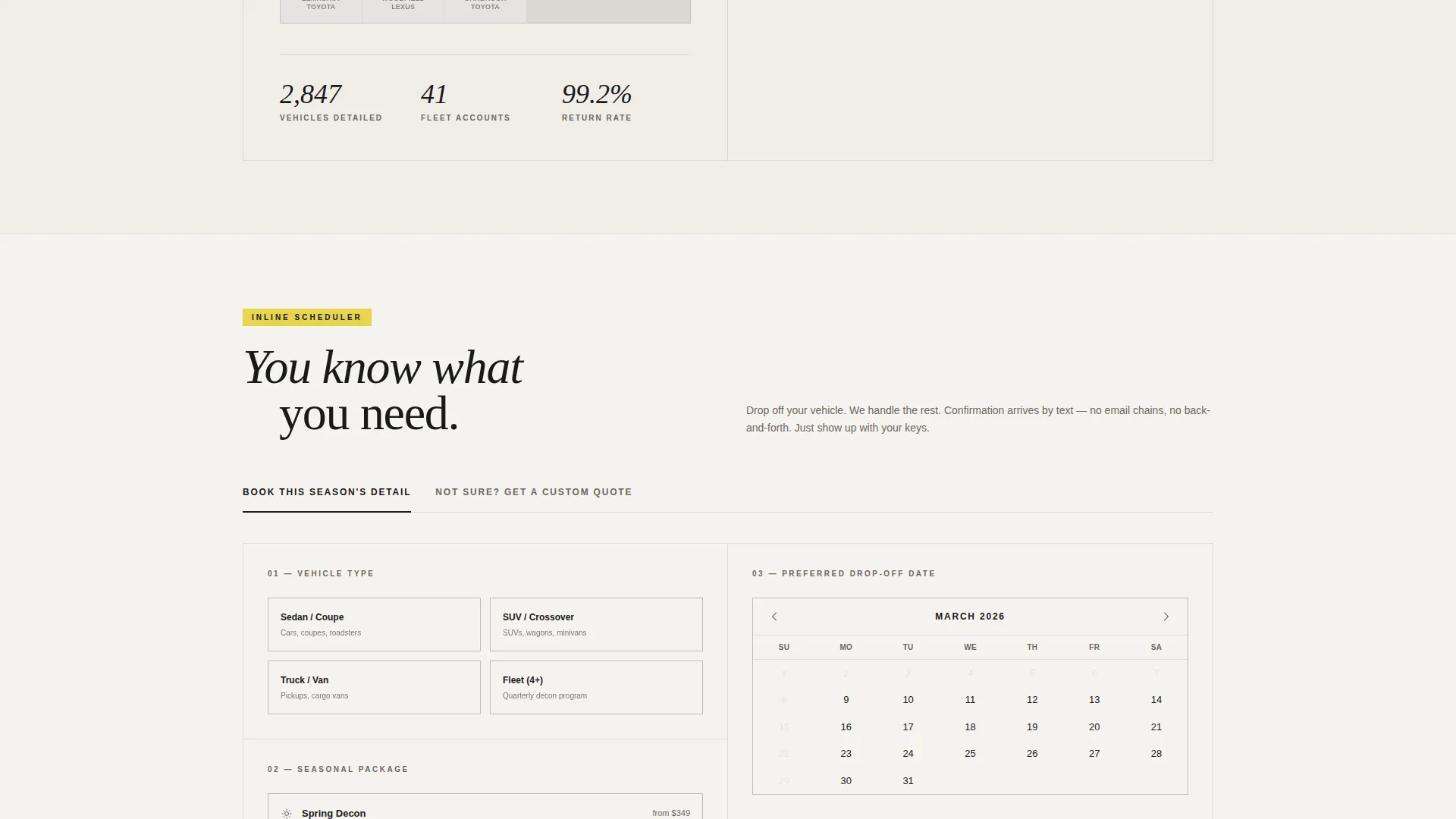 Car Detailing Marketing Specialist Booking Website Template