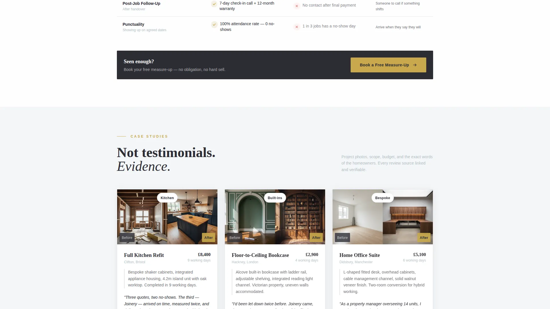 Carpenter Reviews & Testimonials Landing Page Template