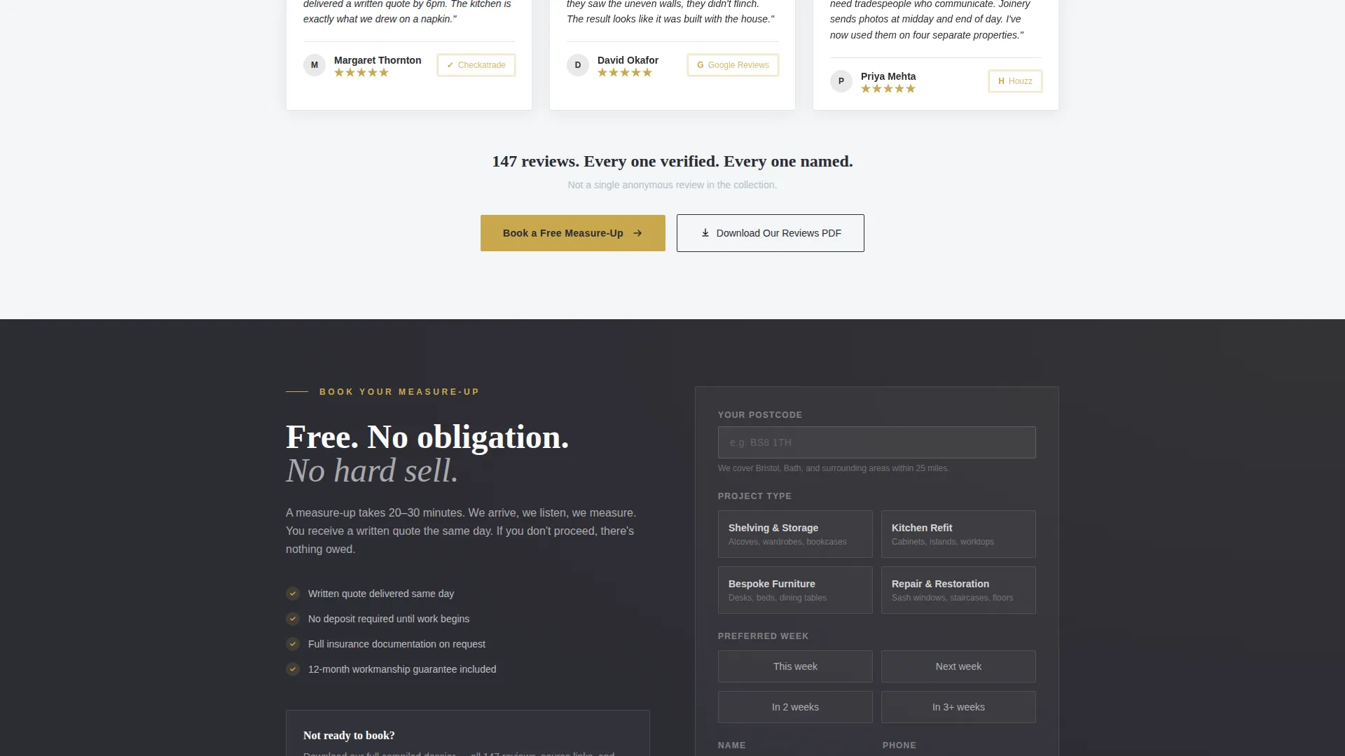 Carpenter Reviews & Testimonials Landing Page Template