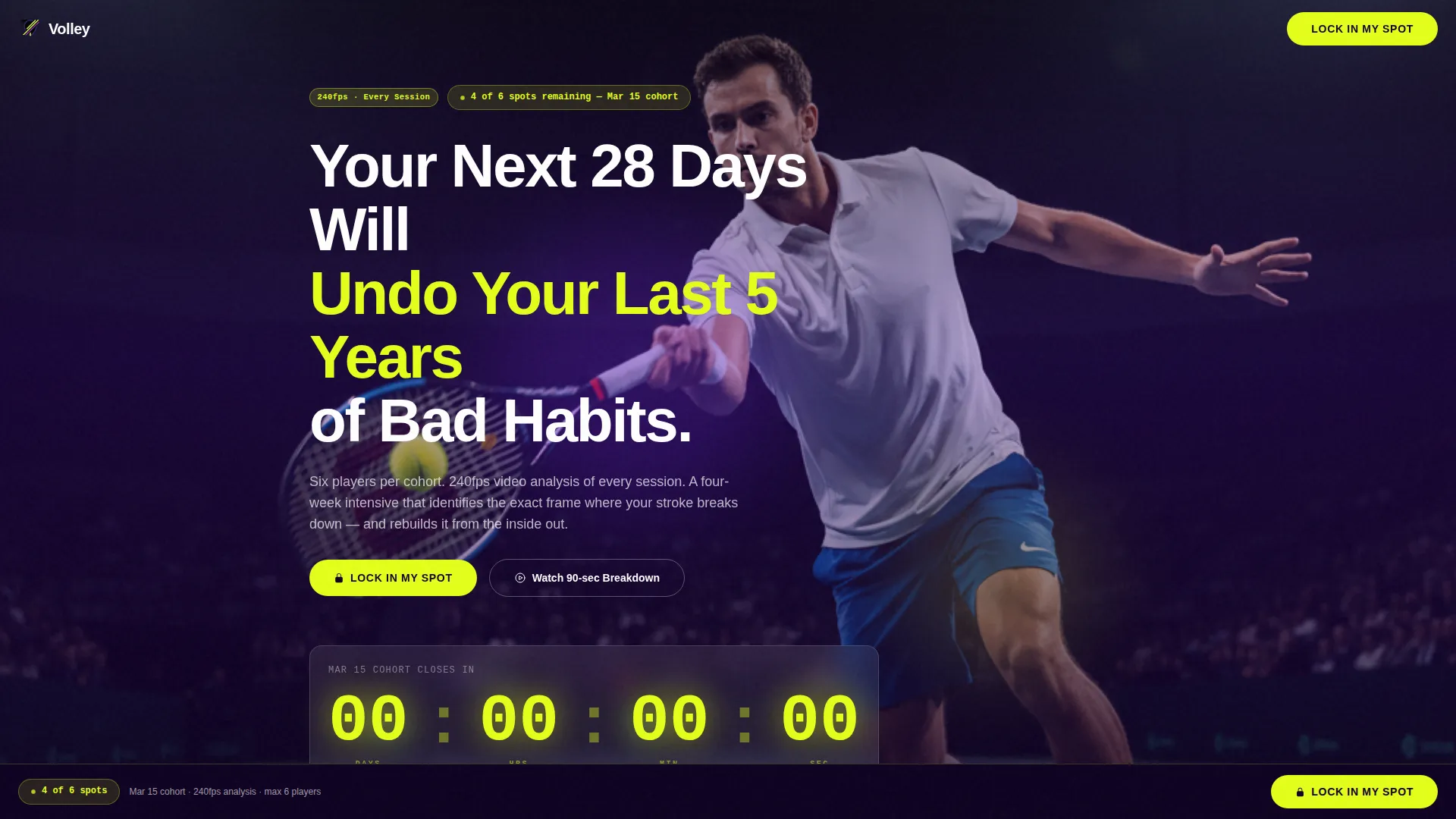 Tennis Coach Bento Grid Landing Page Template