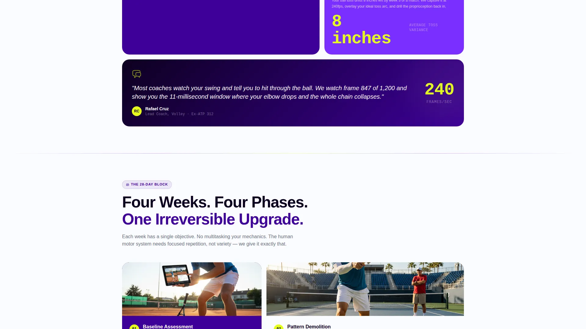 Tennis Coach Bento Grid Landing Page Template