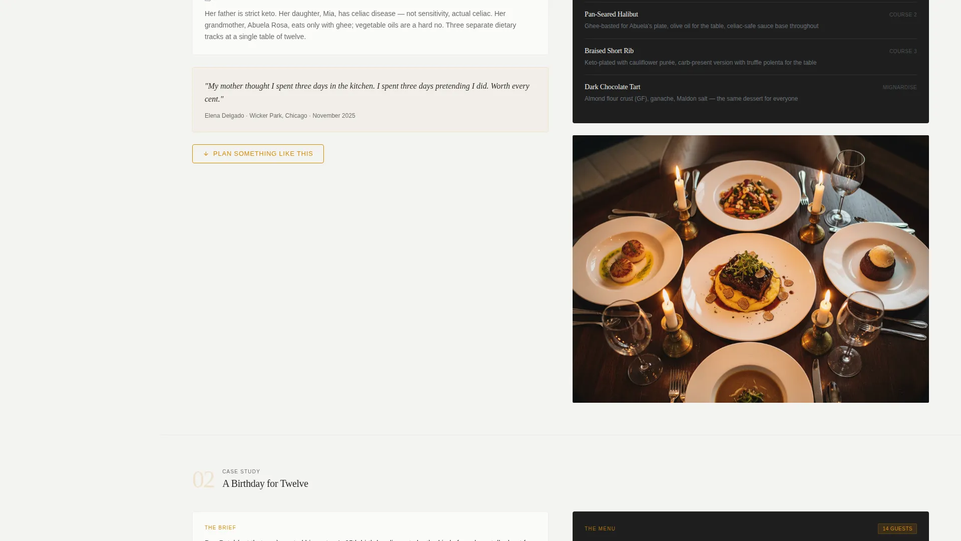 Private Chef Landing Page Template with Sidebar