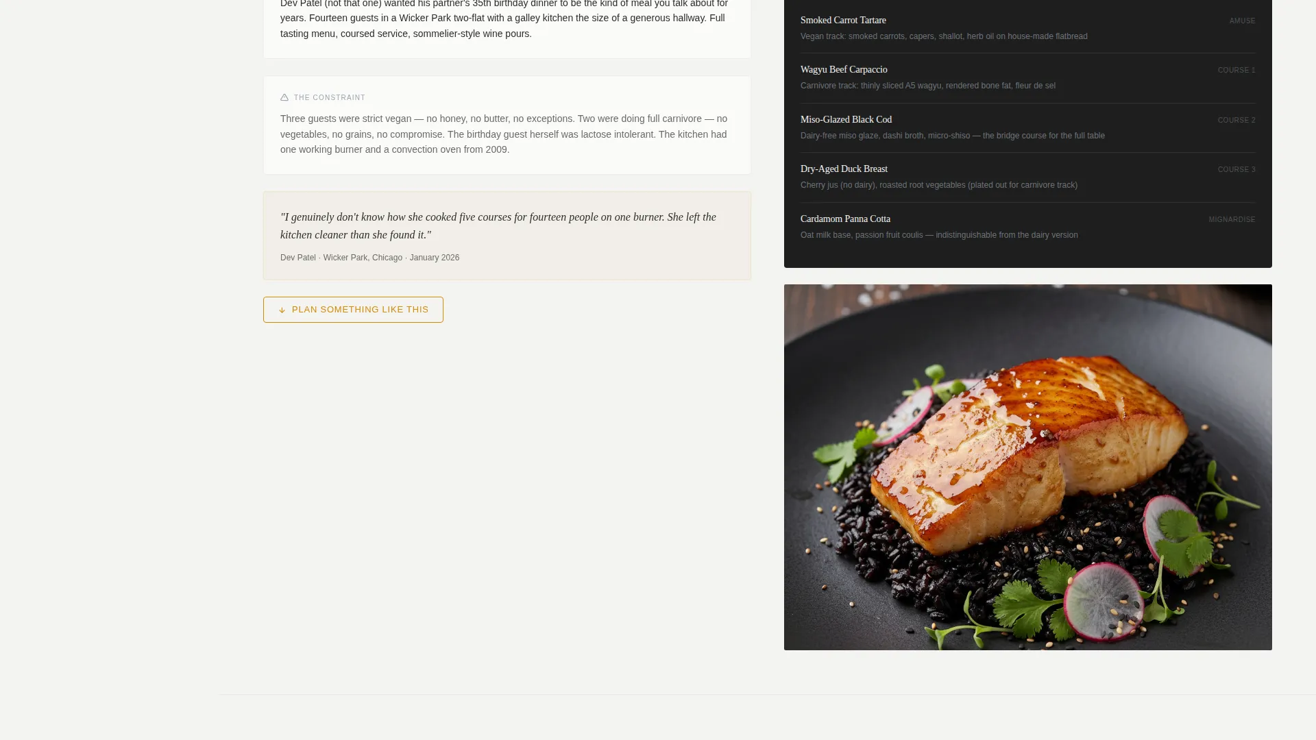 Private Chef Landing Page Template with Sidebar