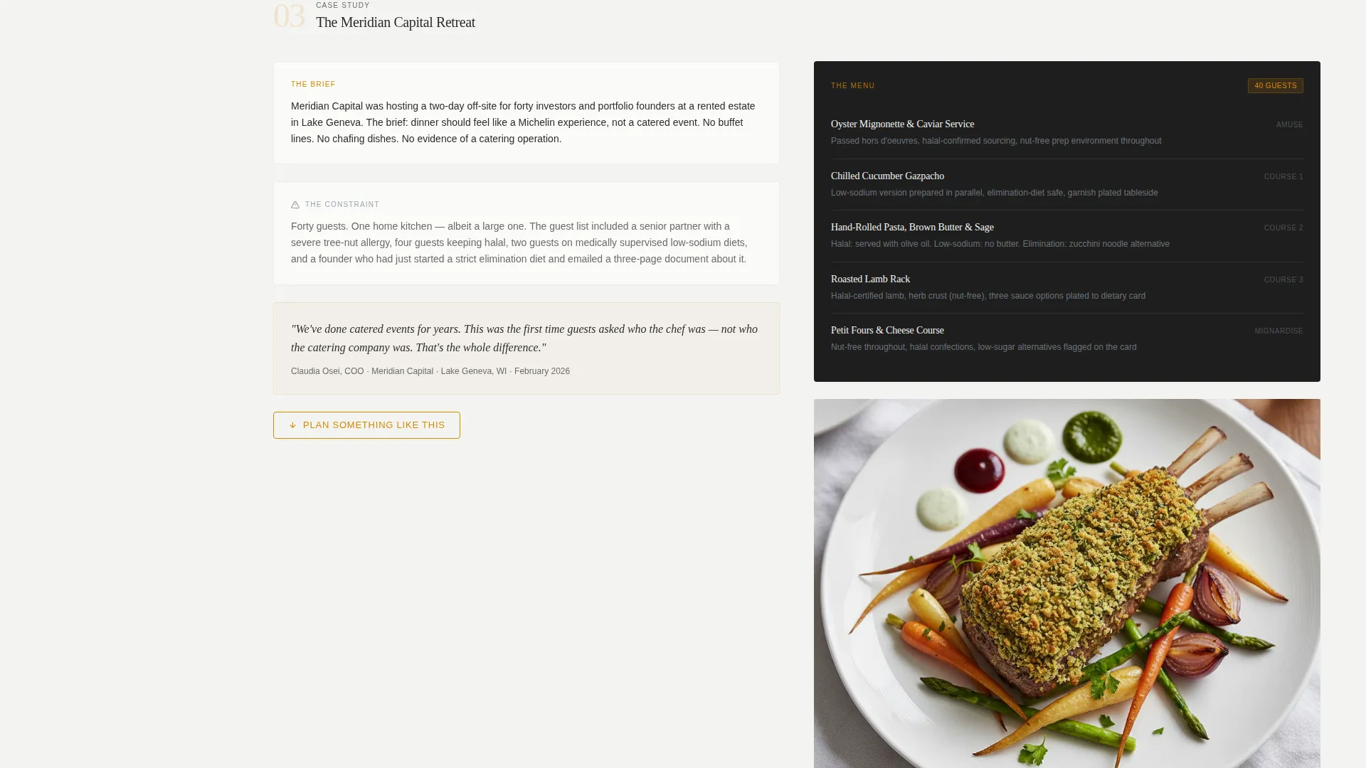 Private Chef Landing Page Template with Sidebar