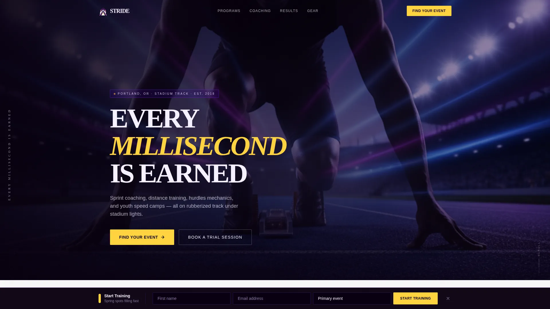 Track & Field Academy Landing Page Template