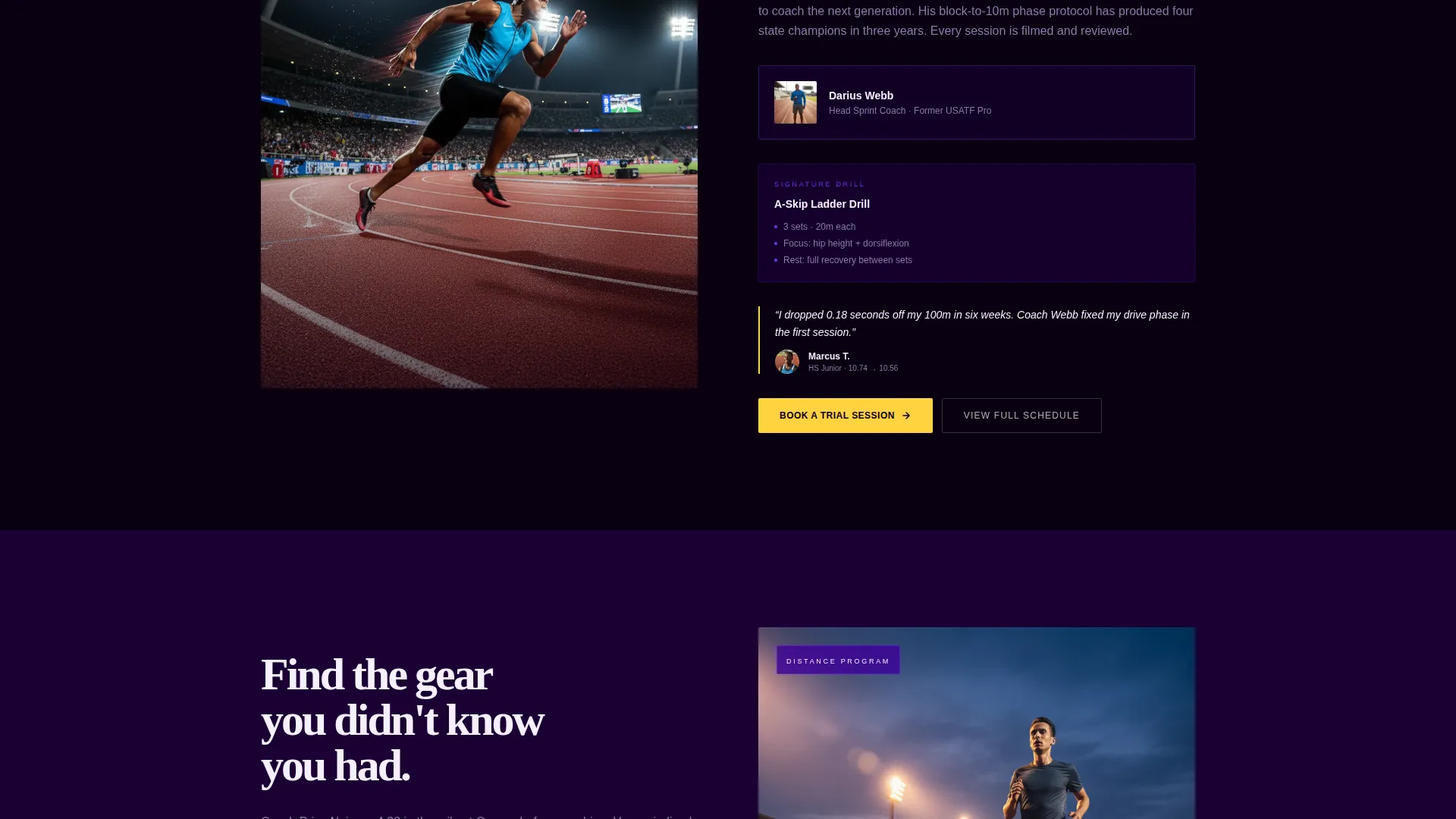 Track & Field Academy Landing Page Template
