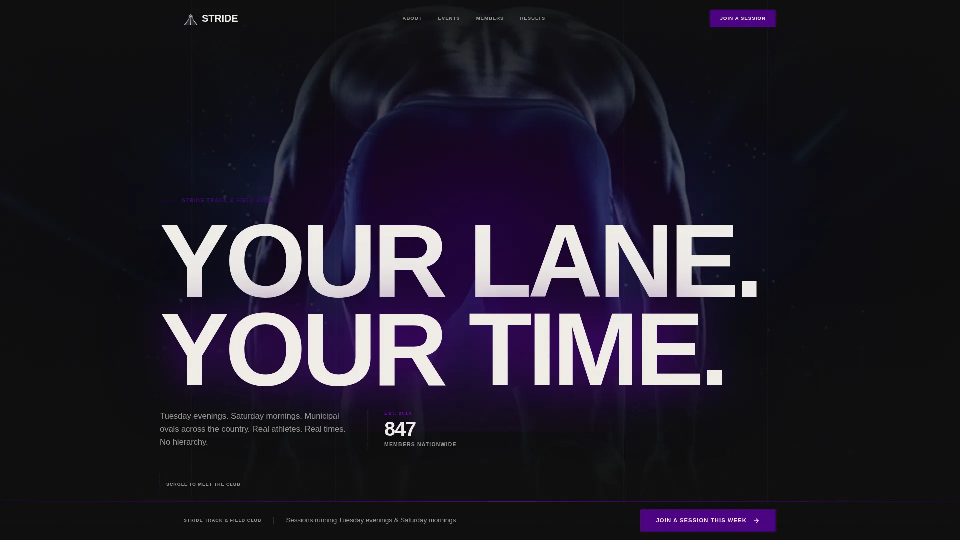 Electric Track & Field Club Landing Page Template