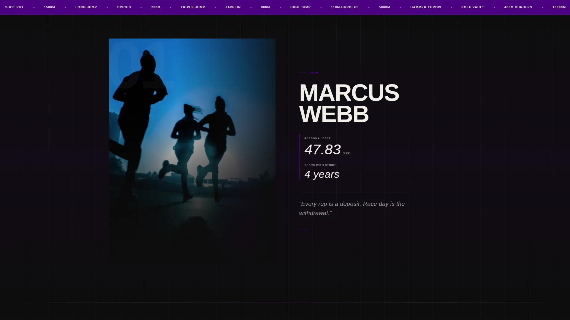 Electric Track & Field Club Landing Page Template
