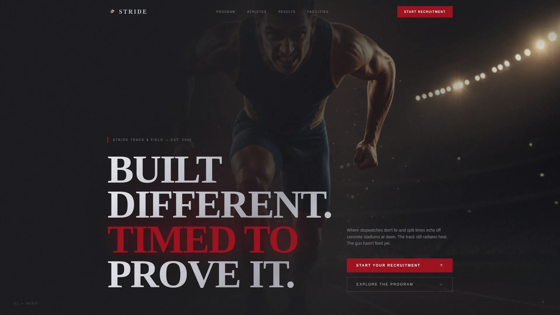 Track & Field College Program Landing Page Template