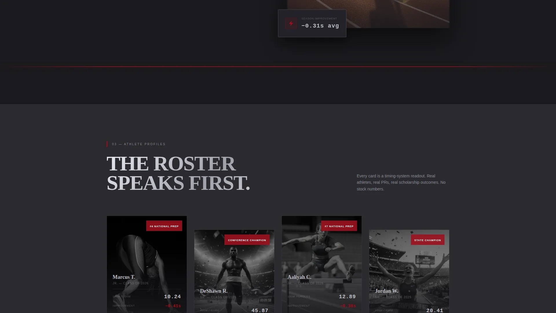 Track & Field College Program Landing Page Template
