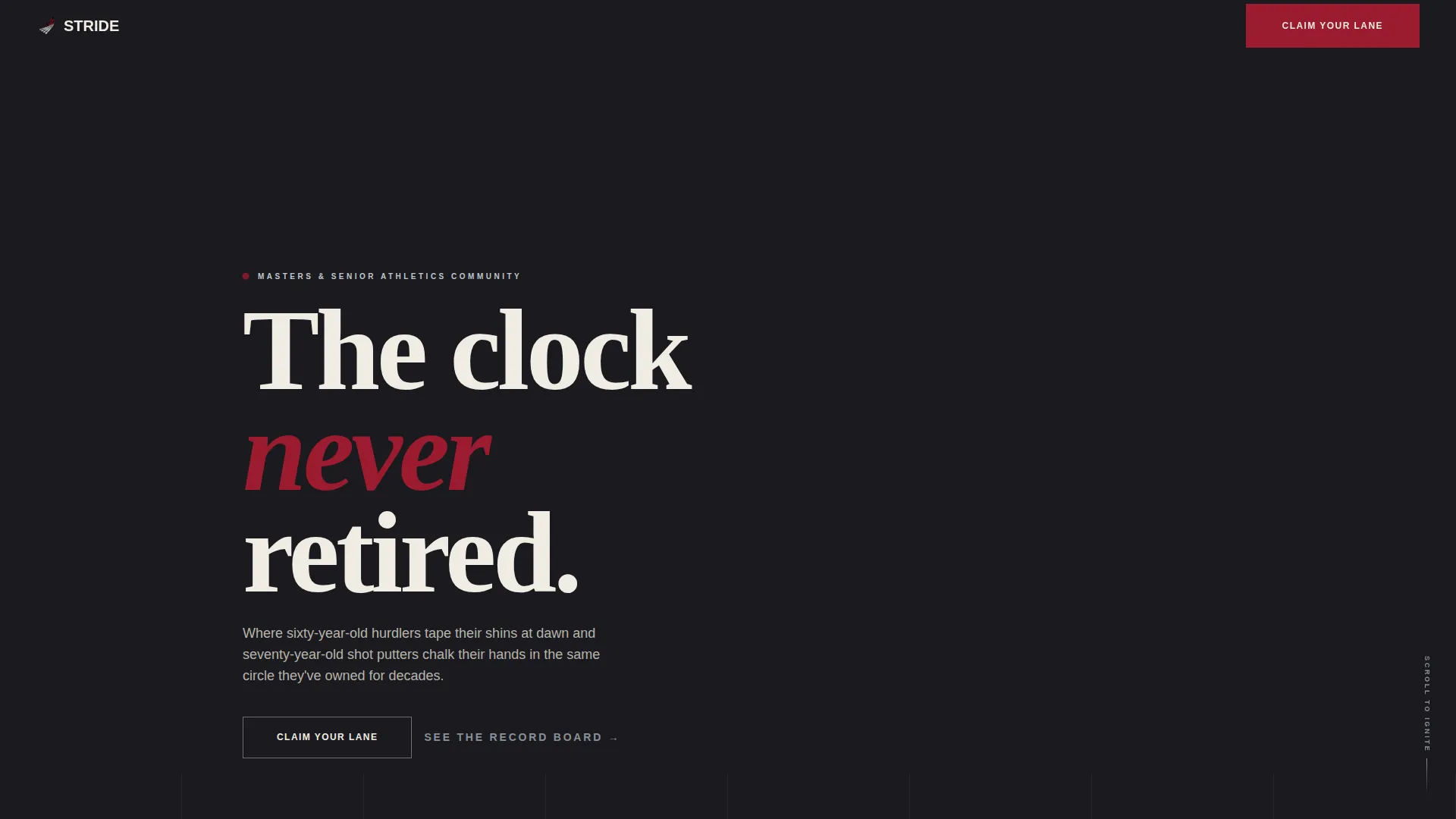 Masters Track & Field Landing Page Template