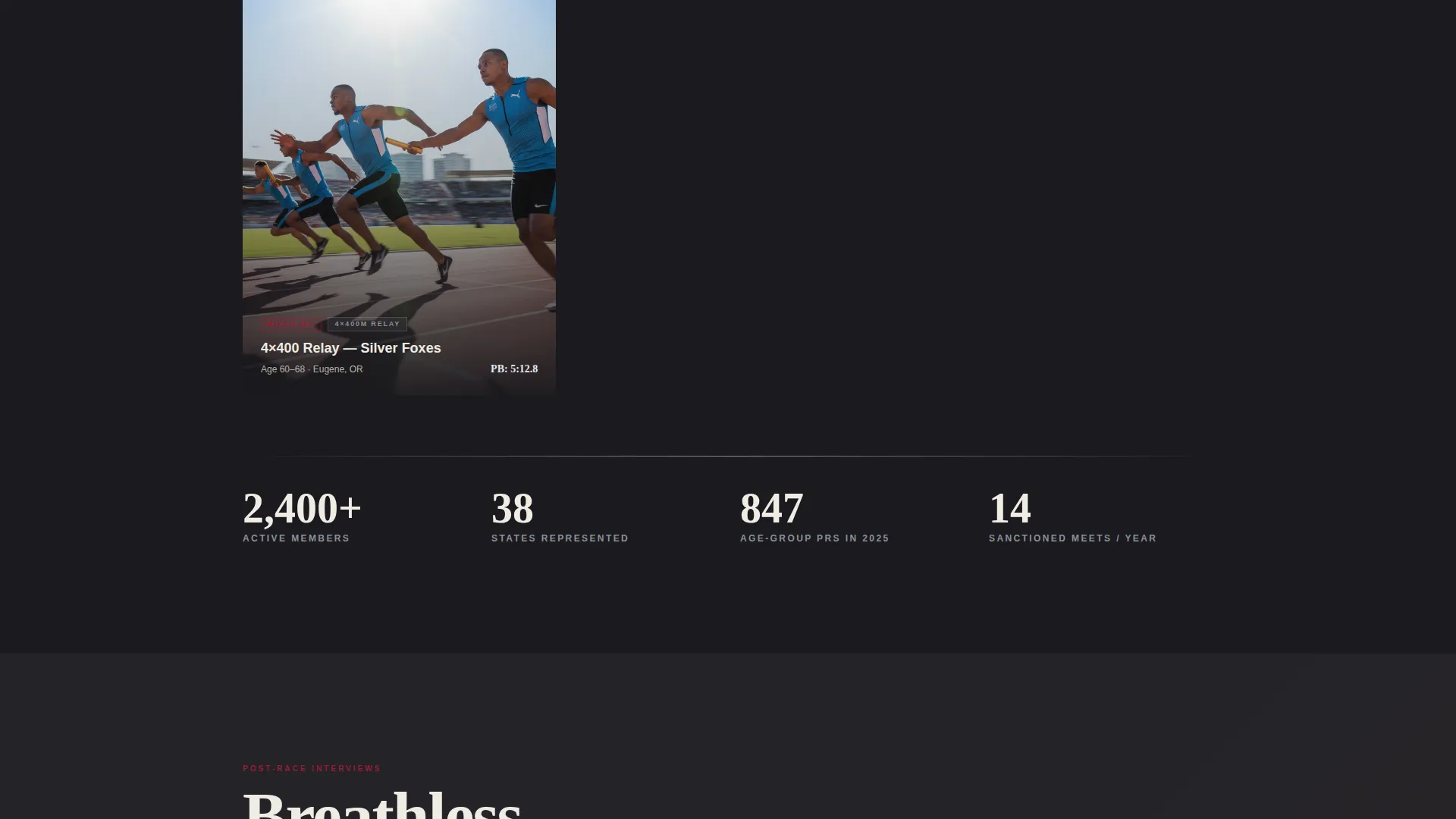 Masters Track & Field Landing Page Template