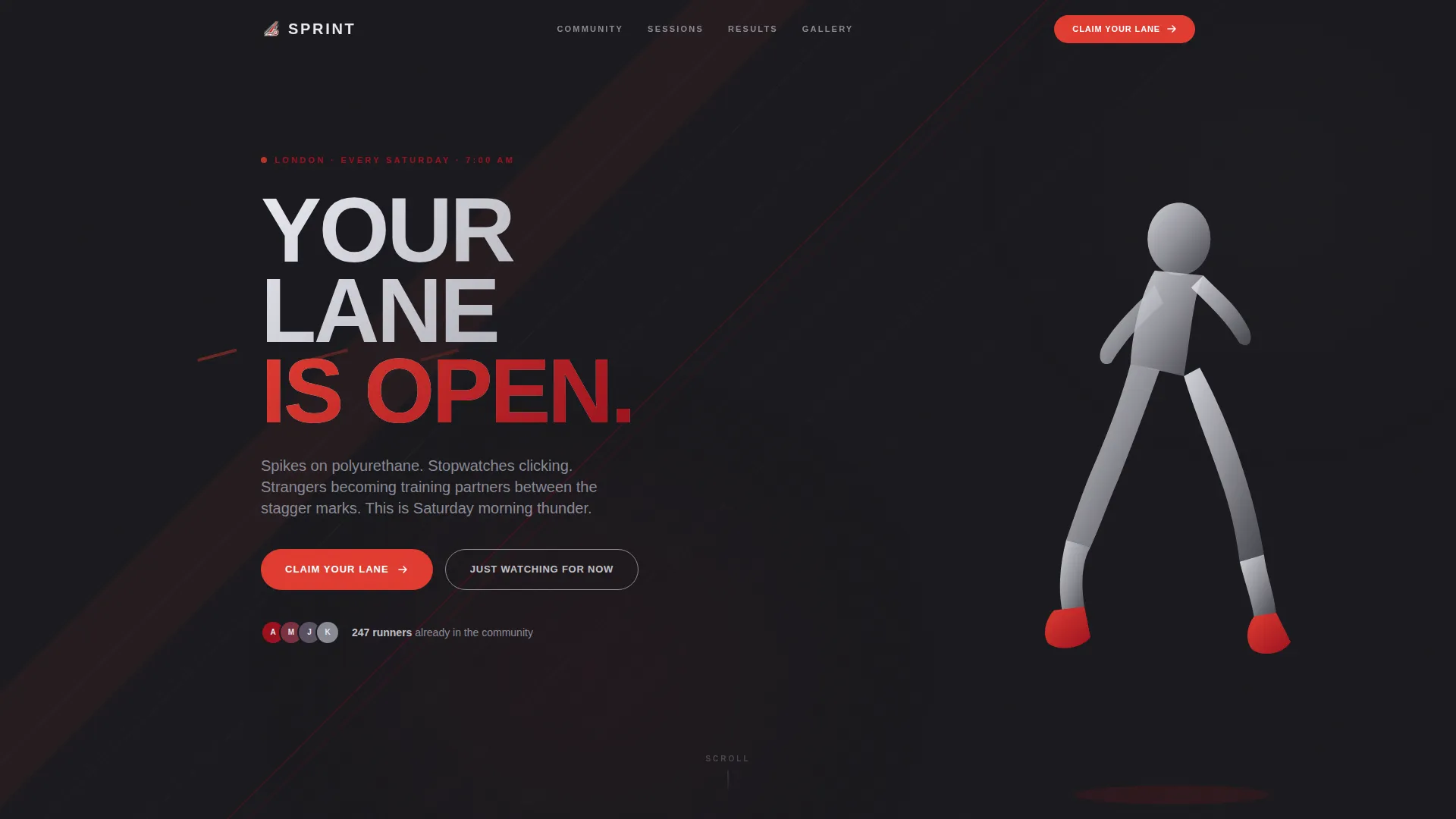 Track and Field Landing Page Template | Card Grid