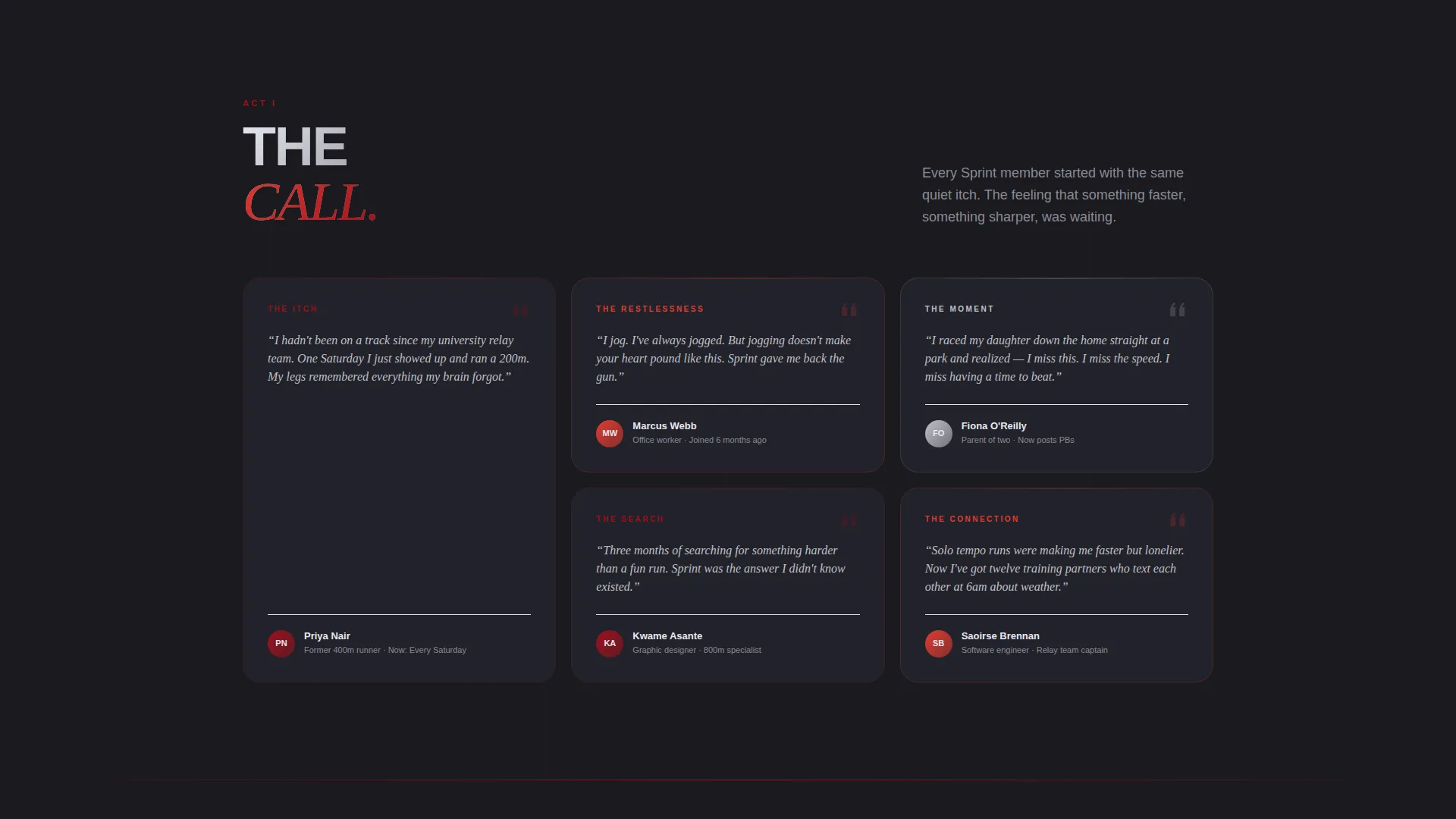 Track and Field Landing Page Template | Card Grid