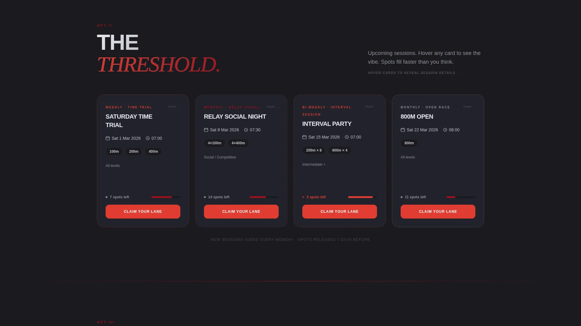 Track and Field Landing Page Template | Card Grid