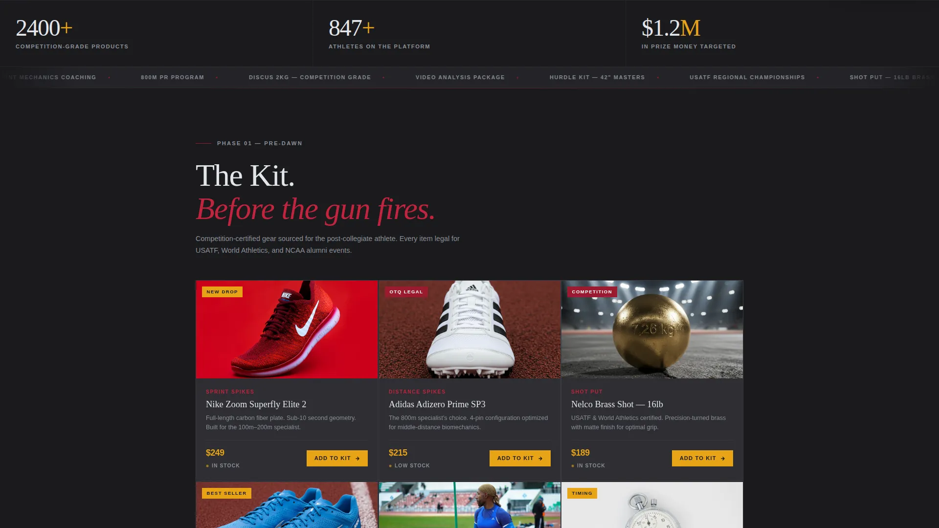 Track and Field Marketplace Landing Page Template