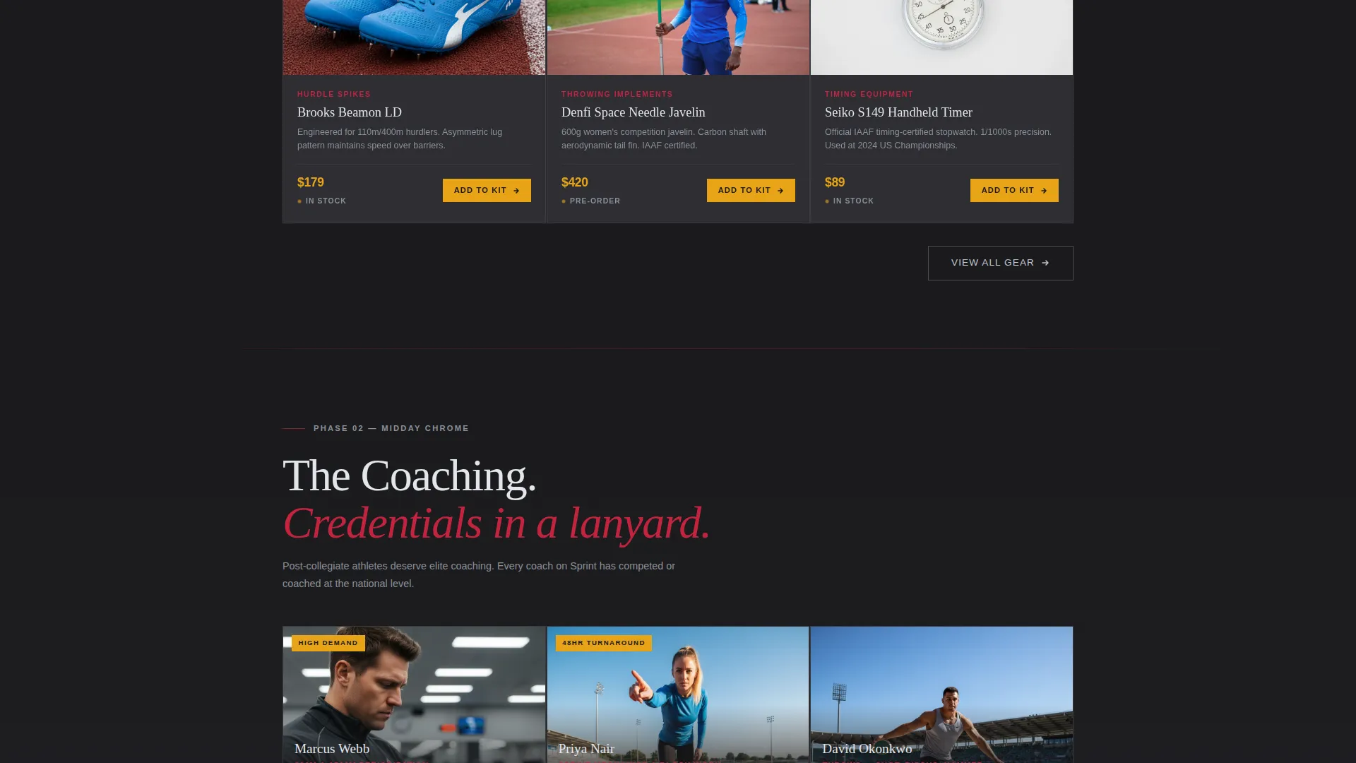 Track and Field Marketplace Landing Page Template