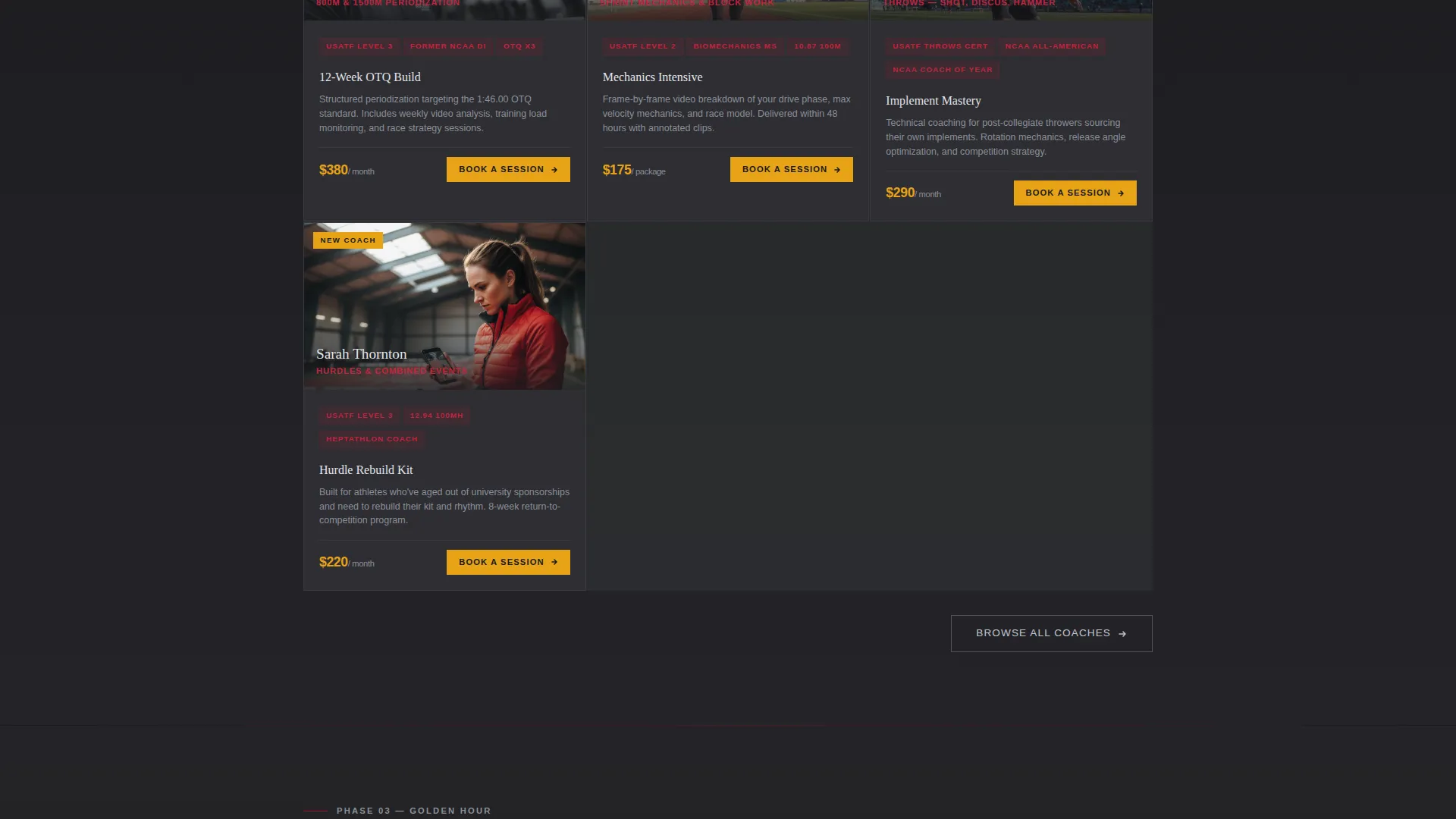 Track and Field Marketplace Landing Page Template