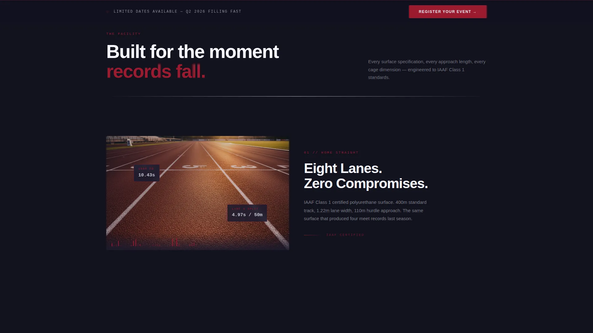 Track & Field Venue Landing Page Template