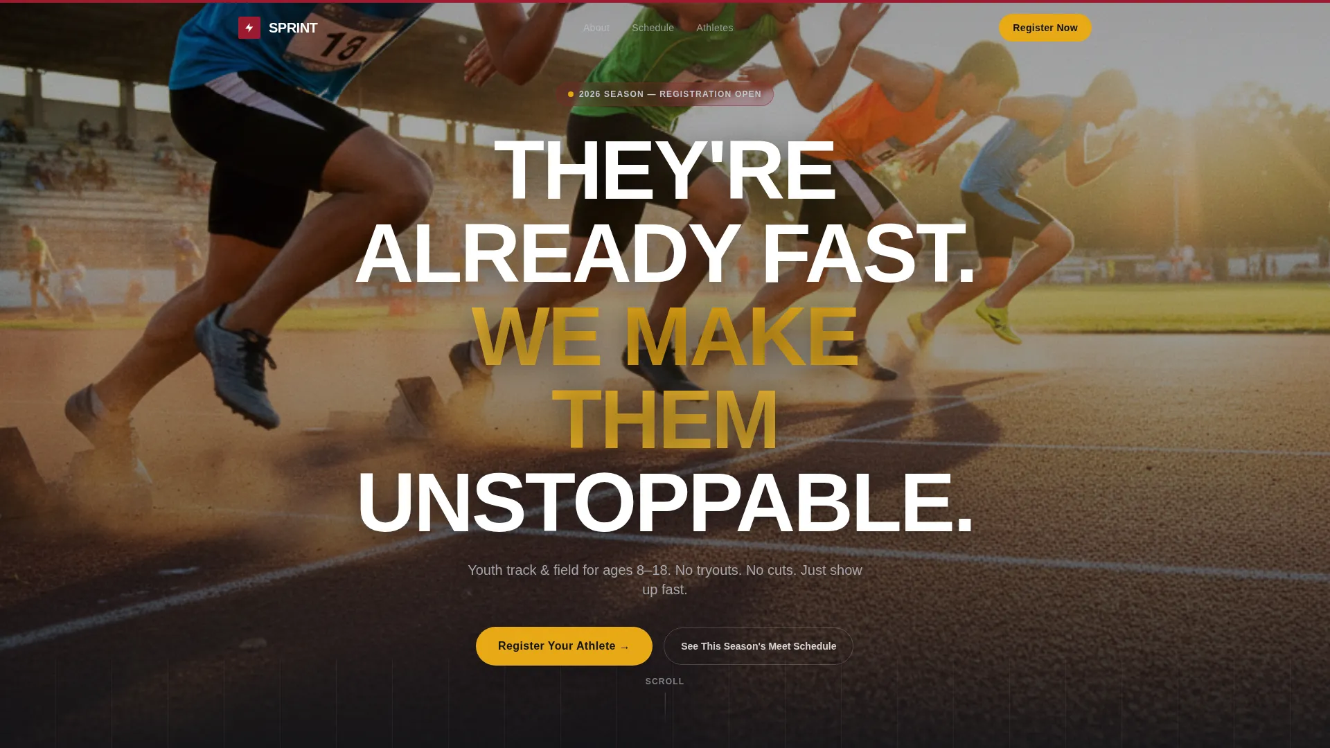 Youth Track & Field League Landing Page Template