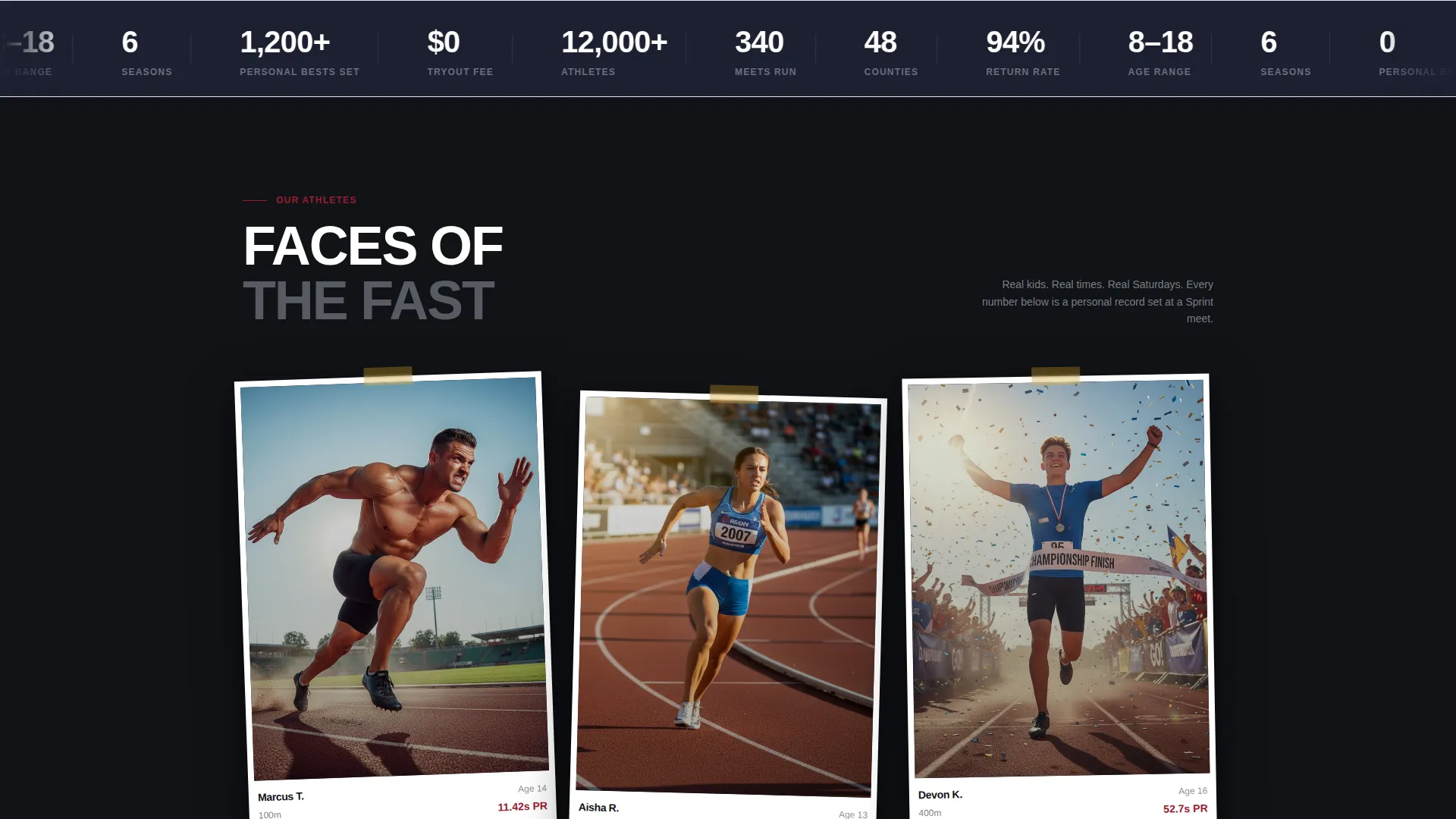 Youth Track & Field League Landing Page Template