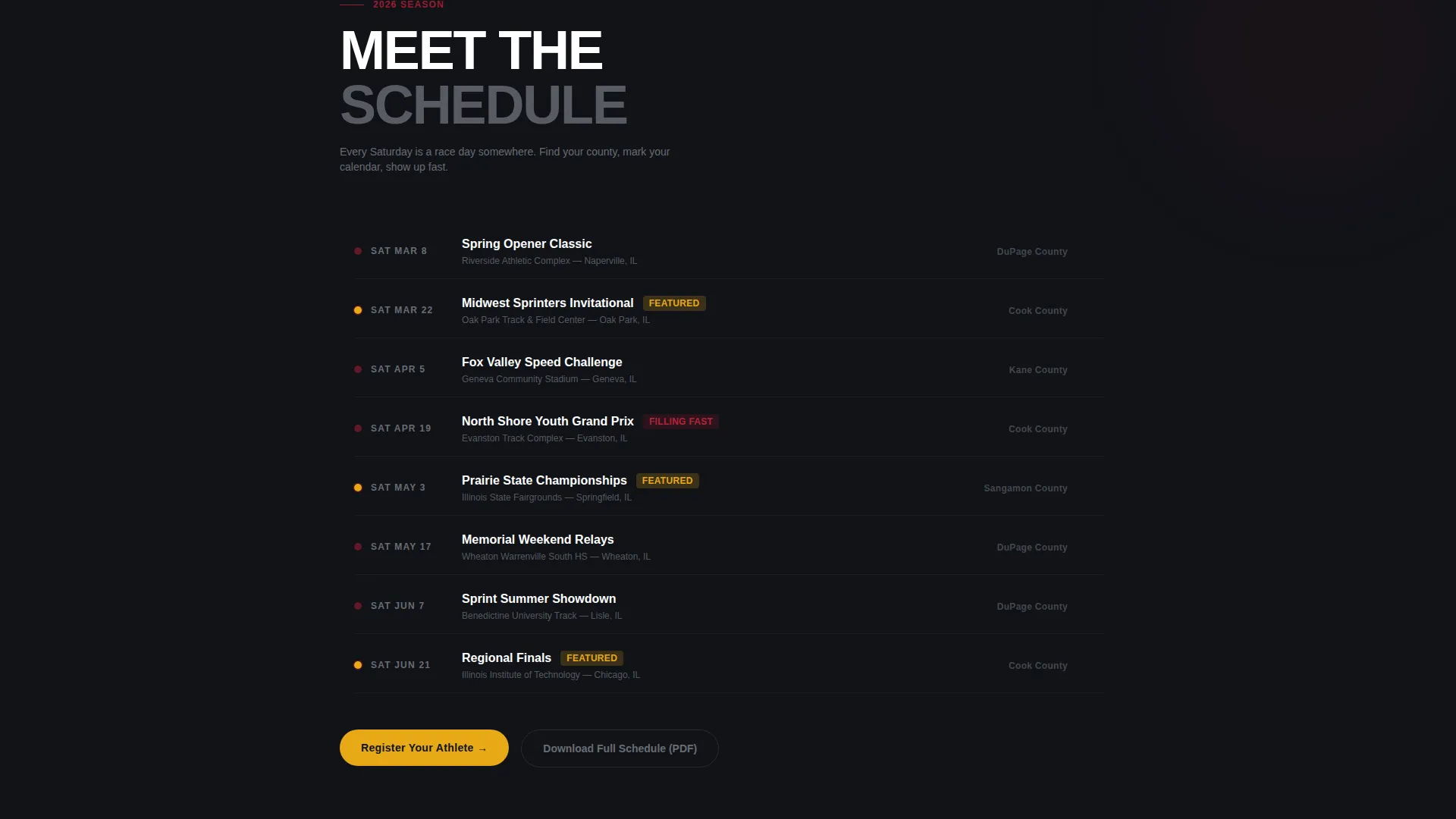 Youth Track & Field League Landing Page Template