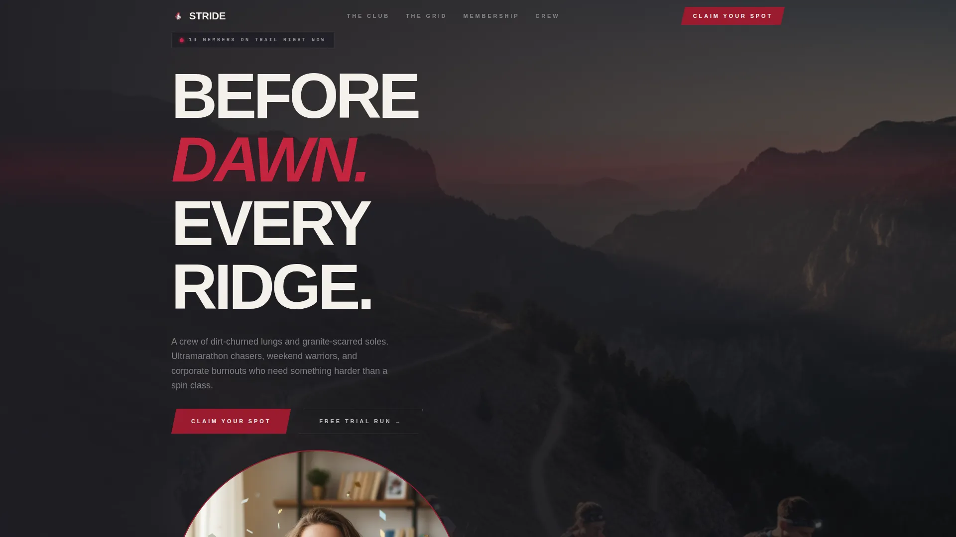 Trail Running Club Membership Landing Page Template