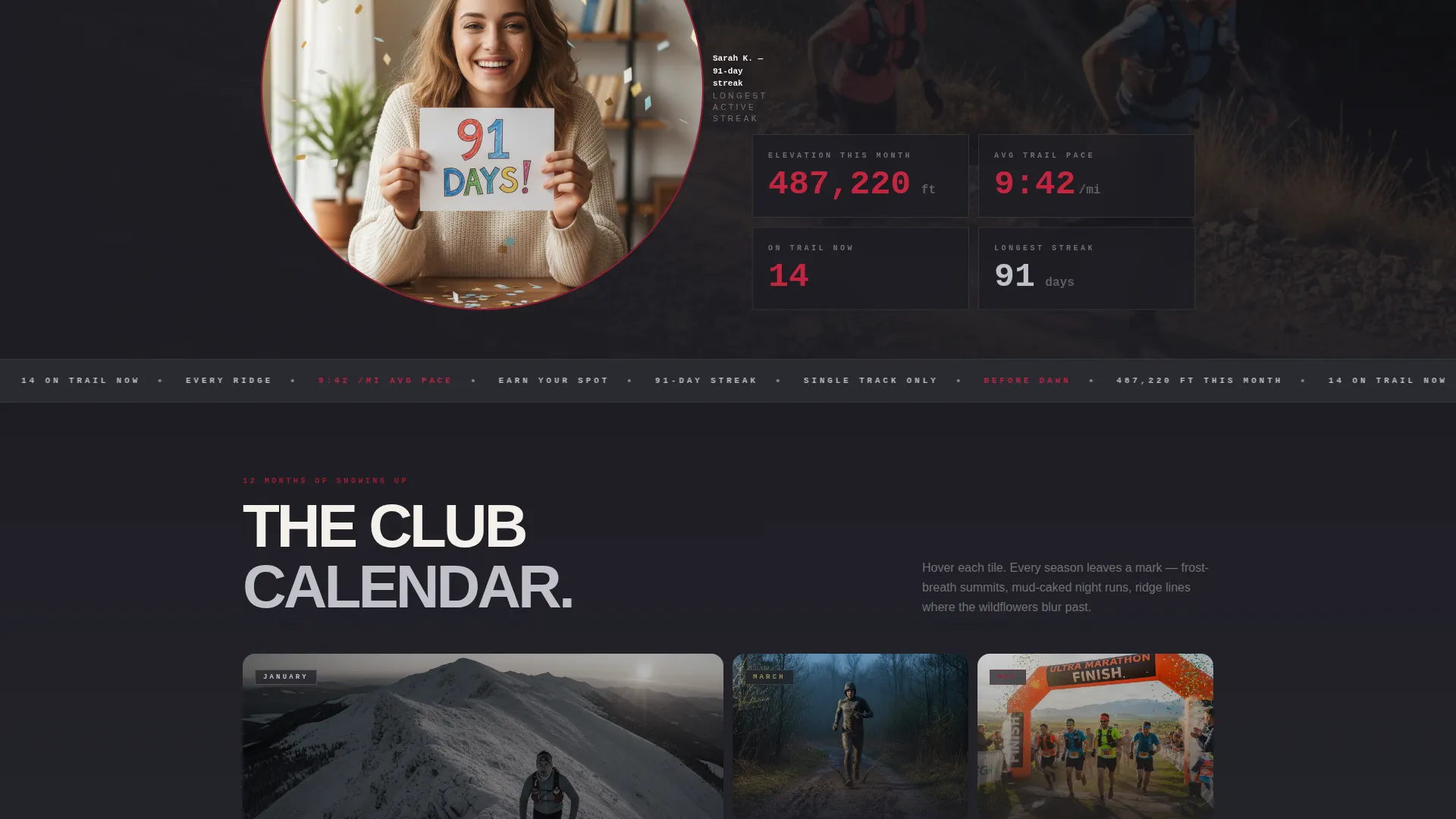 Trail Running Club Membership Landing Page Template