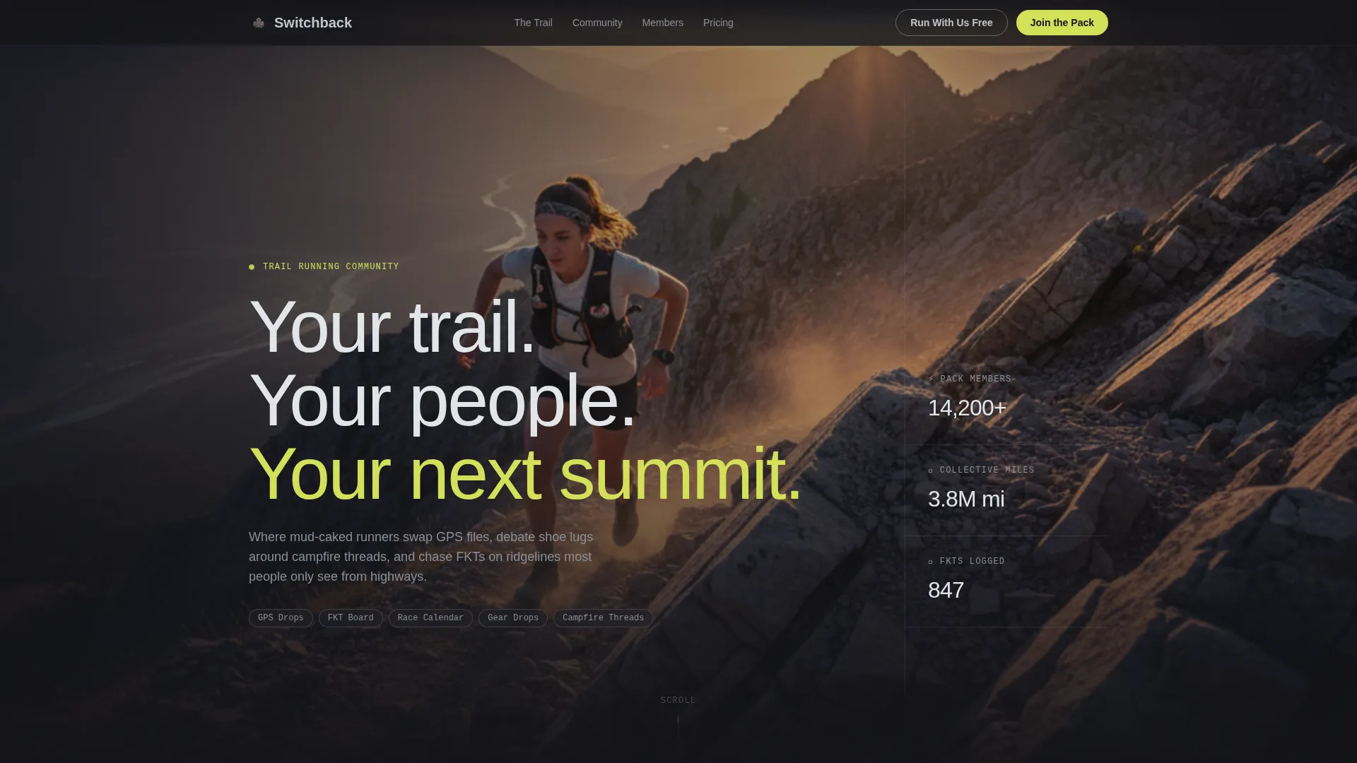 Trail Running Community Landing Page Template