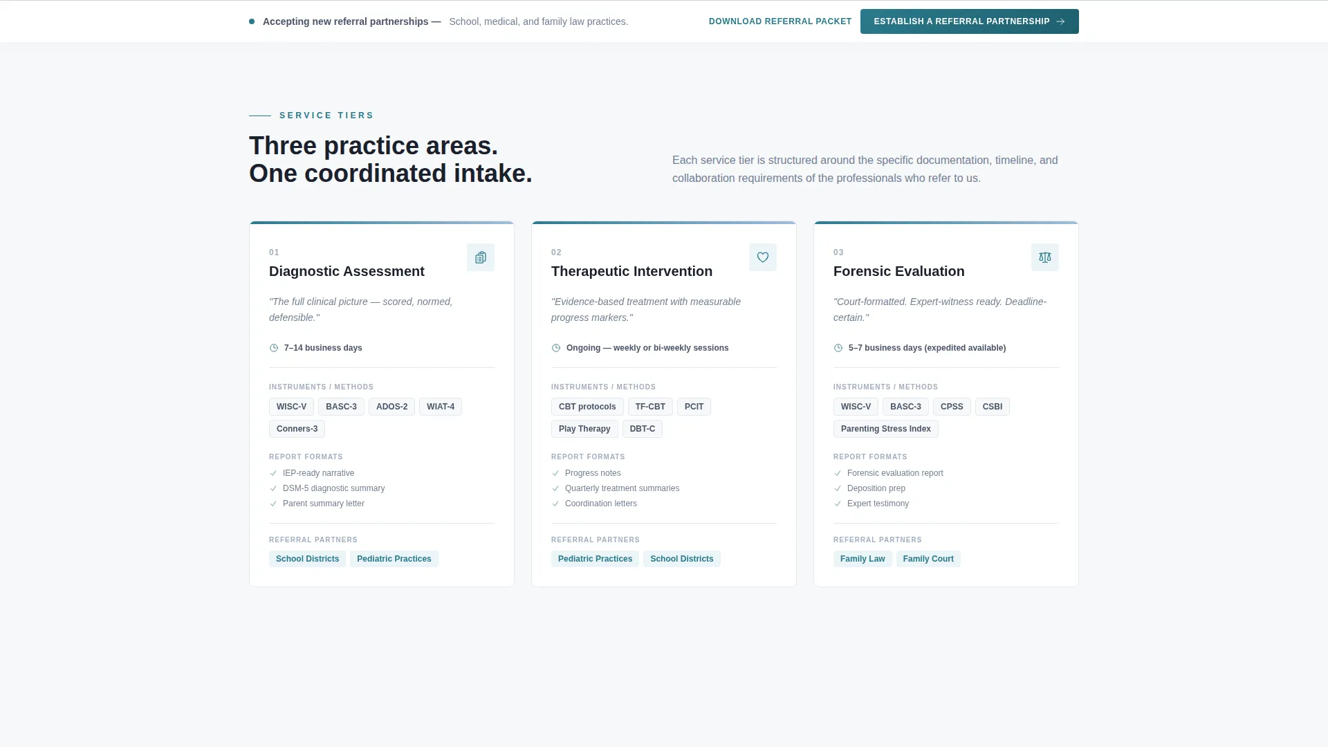 Child Psychologist Referral Partnership Landing Page