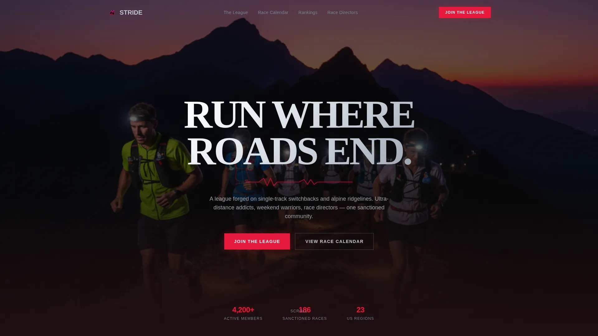 Trail Running League Landing Page Template