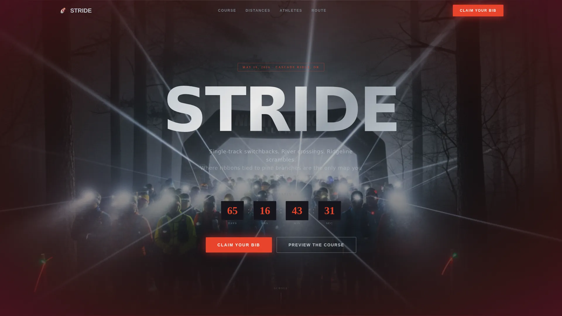 Trail Running Tournament Landing Page Template