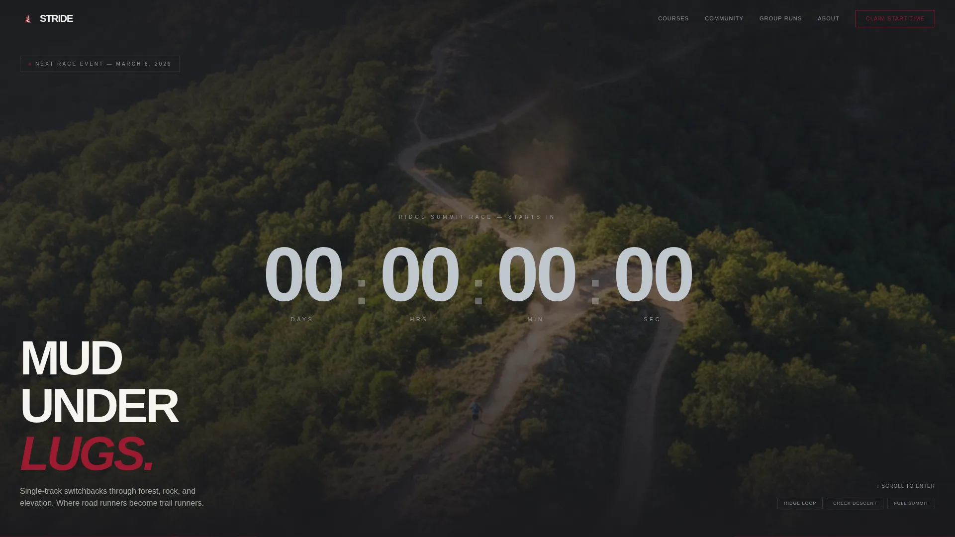 Trail Running Venue Landing Page Template