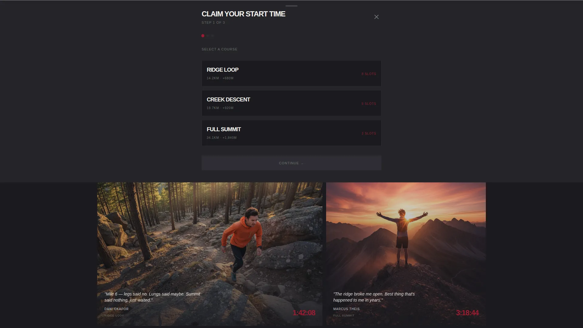 Trail Running Venue Landing Page Template