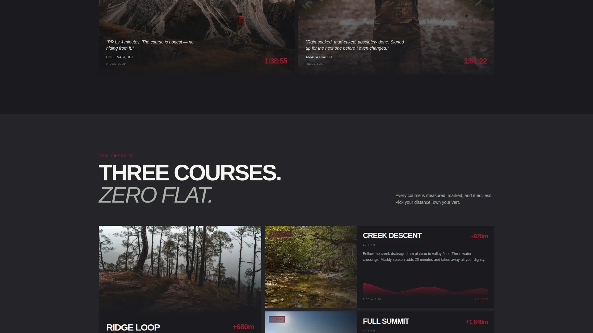 Trail Running Venue Landing Page Template