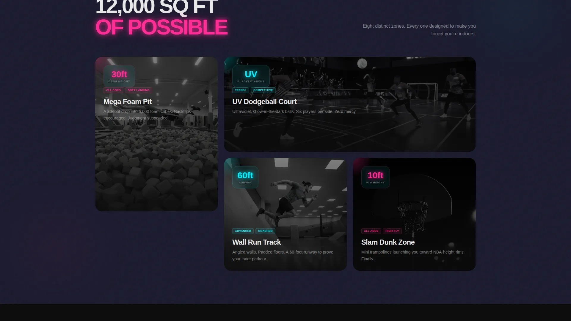 Trampoline Park Event Registration Landing Page