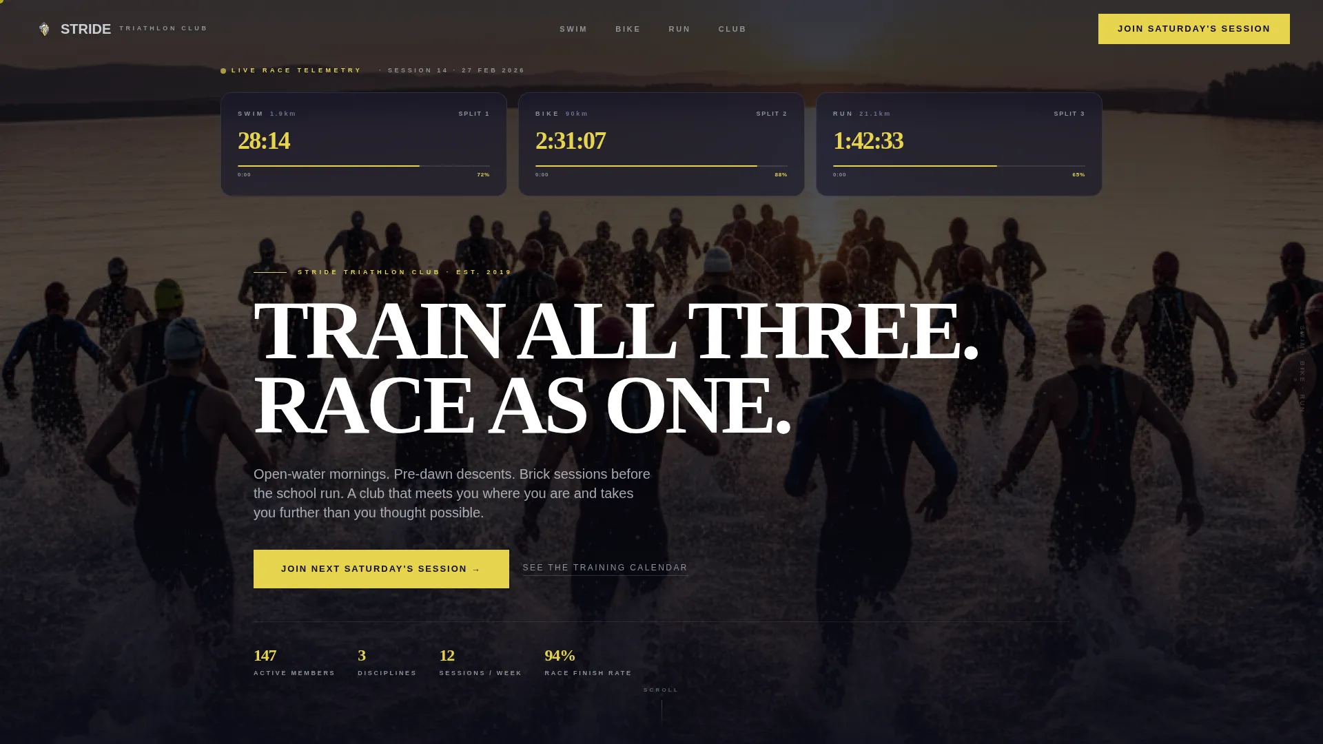 Triathlon Club Landing Page Template