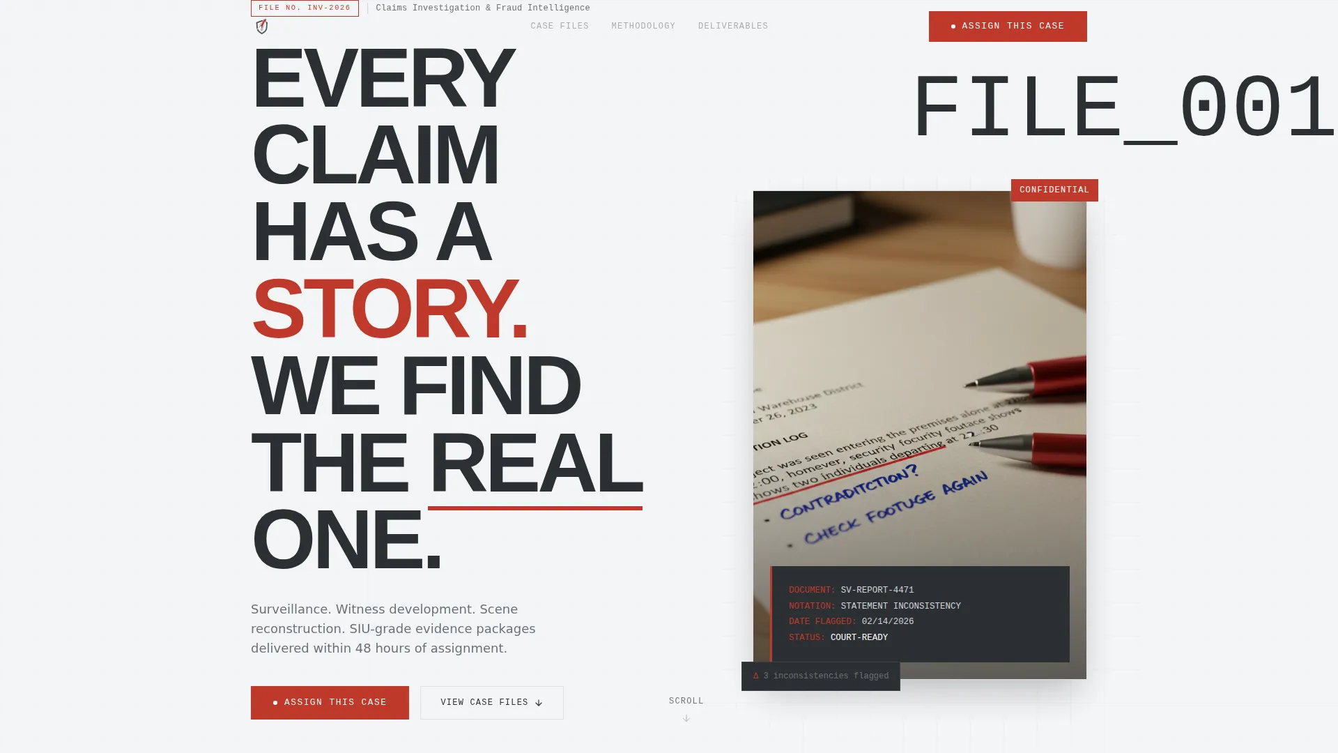 Claims Investigator Landing Page Template