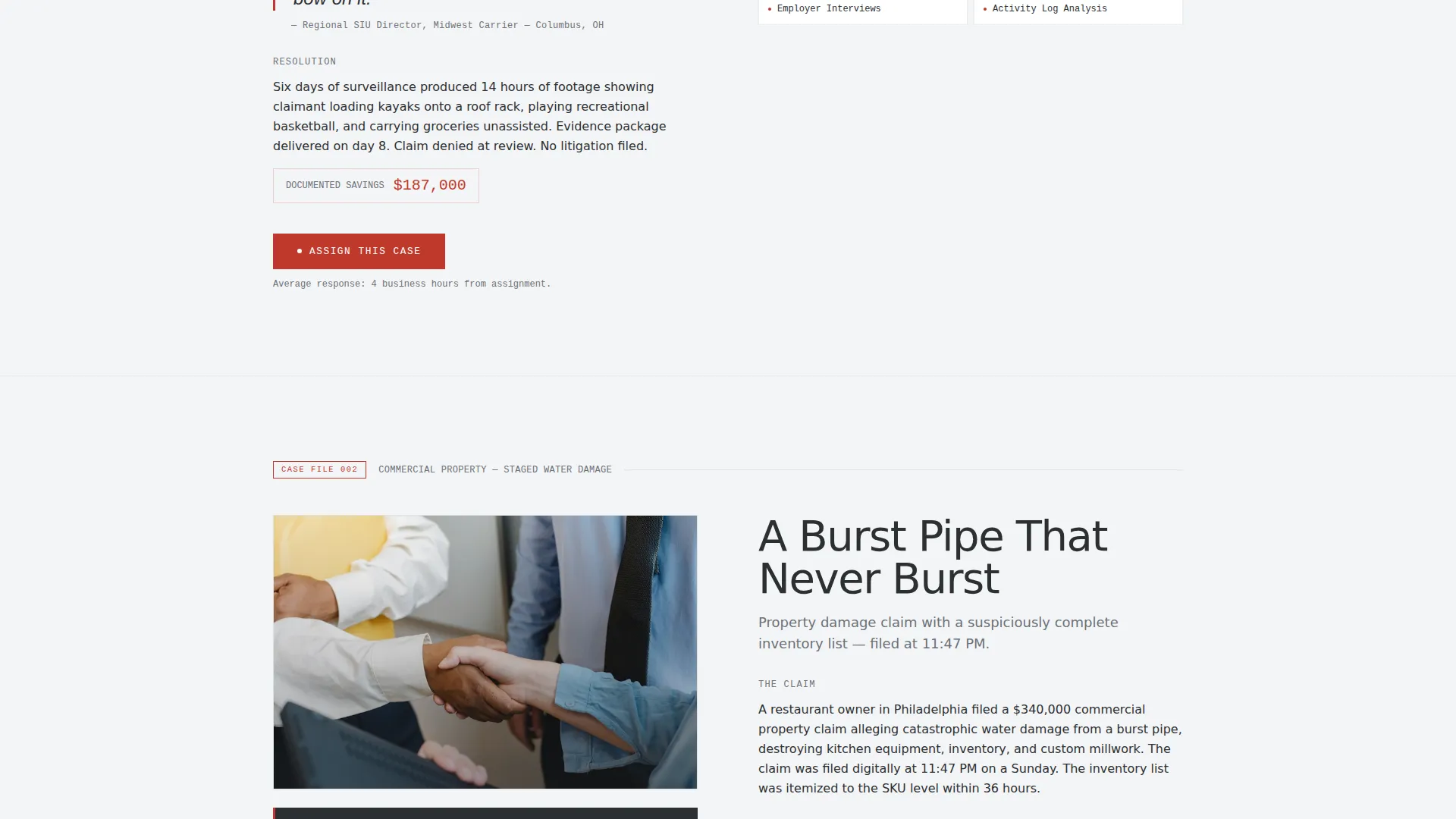 Claims Investigator Landing Page Template