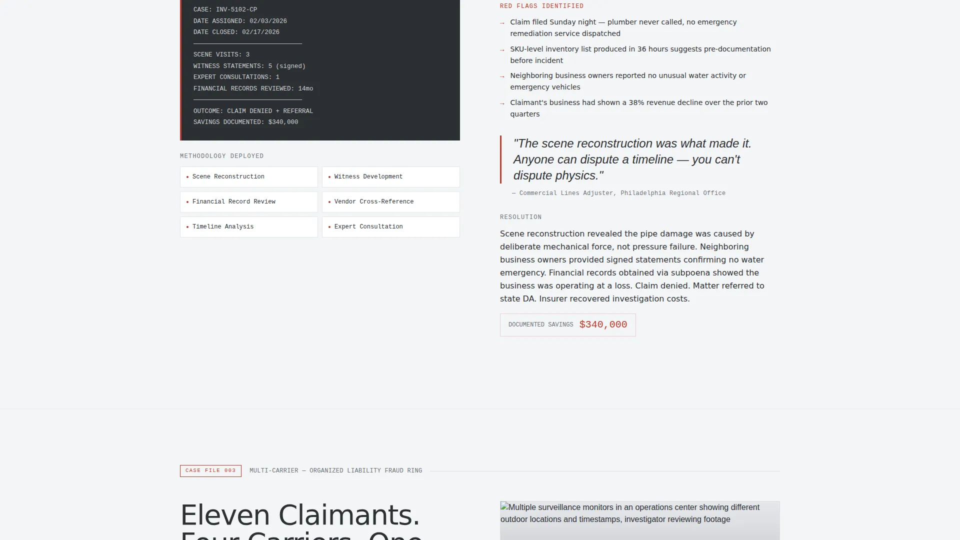 Claims Investigator Landing Page Template
