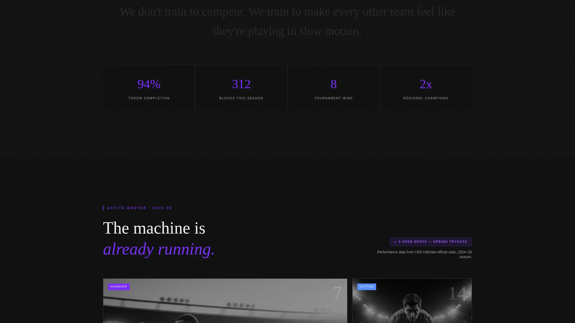 Ultimate Frisbee Professional Website Template
