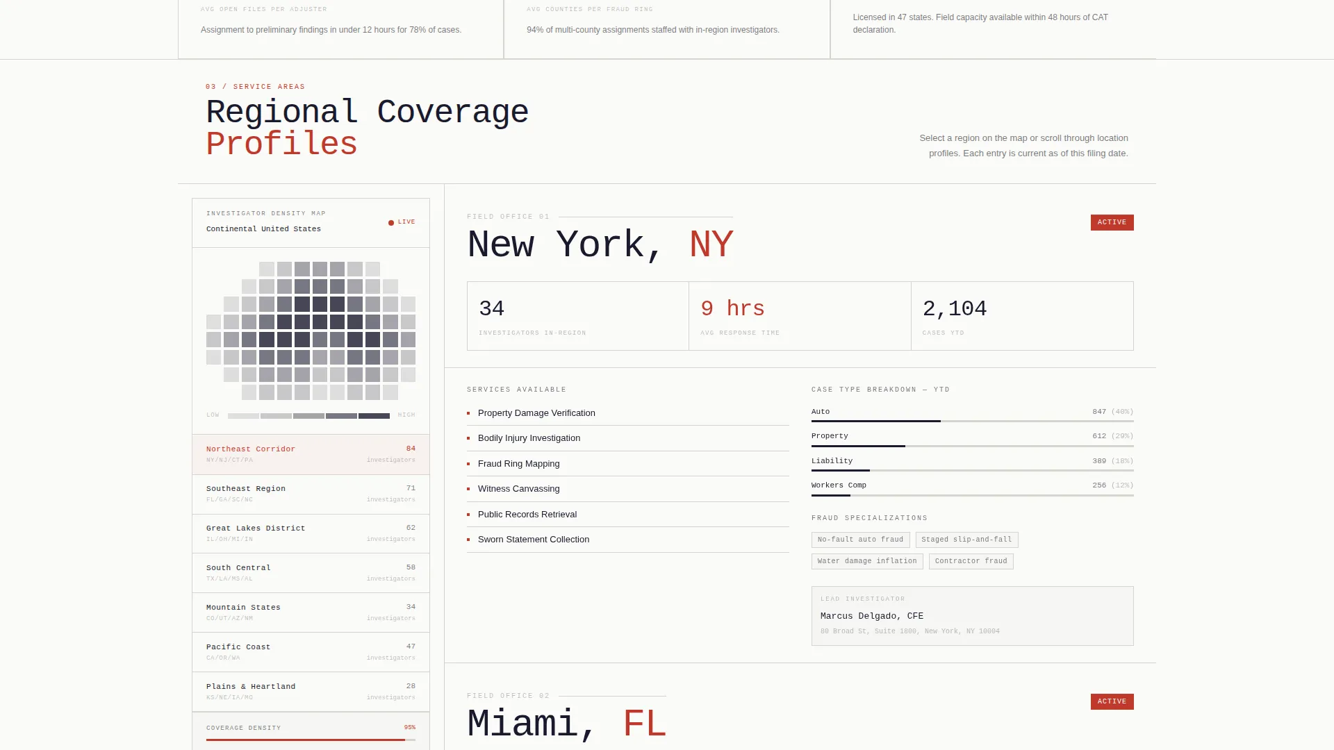 Claims Investigator Service Area Landing Page Template