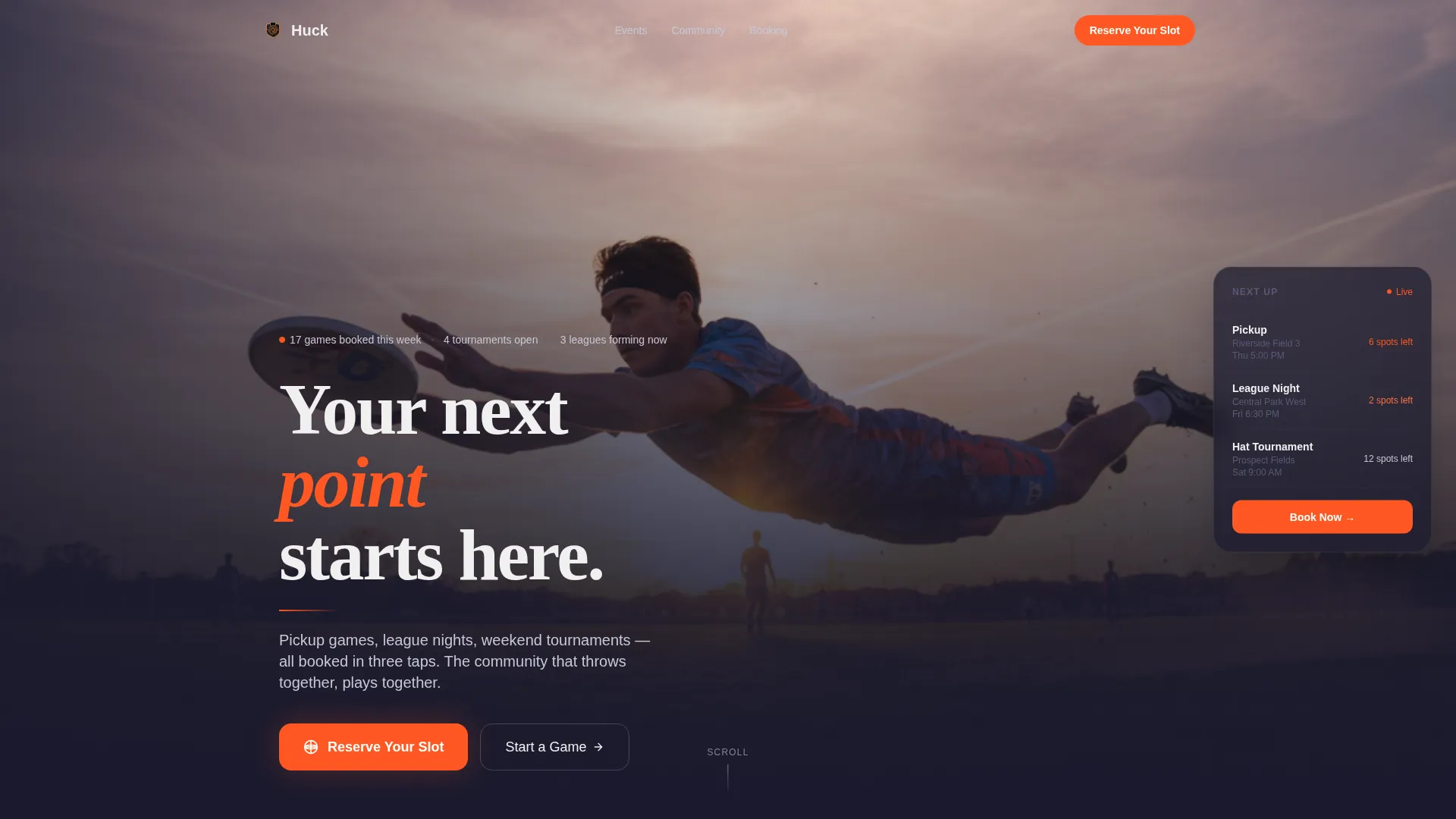 Ultimate Frisbee Community Landing Page Template