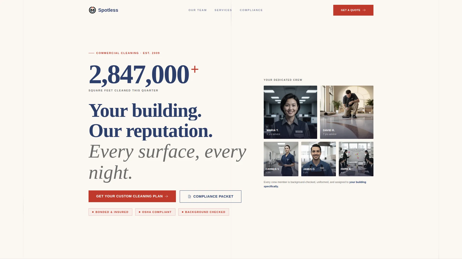 Commercial Cleaning Service Landing Page Template