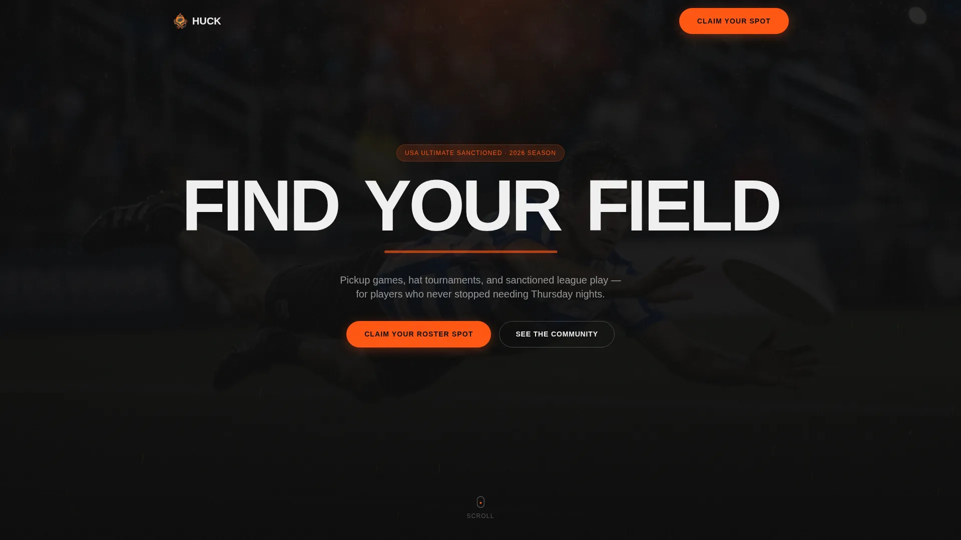 Ultimate Frisbee League Landing Page Template