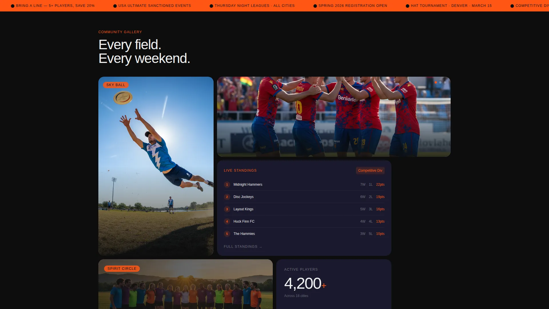 Ultimate Frisbee League Landing Page Template