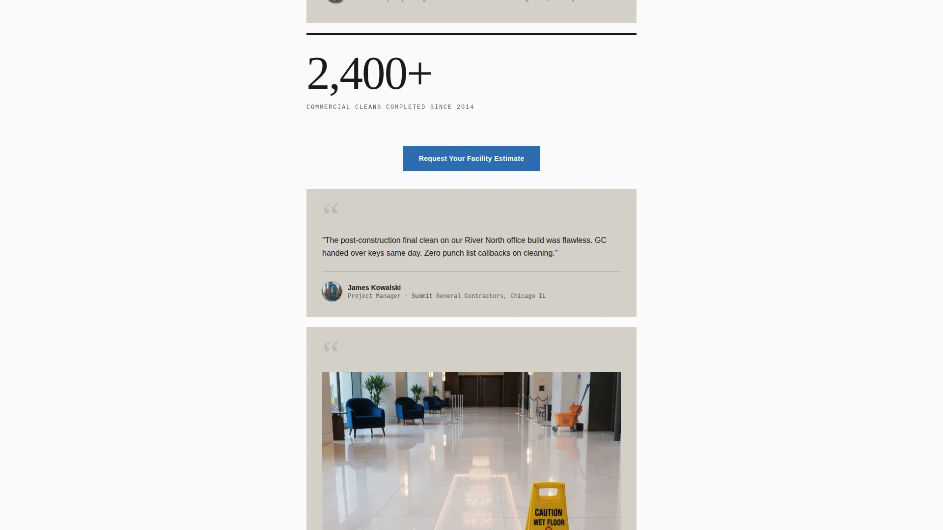 Commercial Cleaning Free Estimate Landing Page
